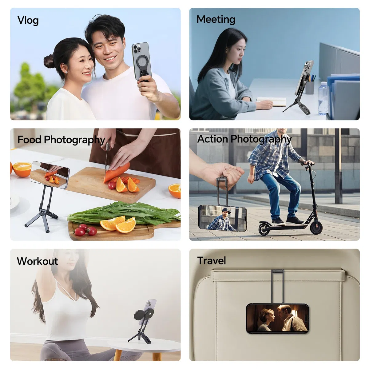 ULANZI MA38 magnetyczny statyw do telefonu komórkowego 4 w 1 aluminiowy karabińczyk Maglock składany uchwyt na smartfona podwójny magnes mini kij do selfie kompatybilny z iPhone 17 16 15 14 13