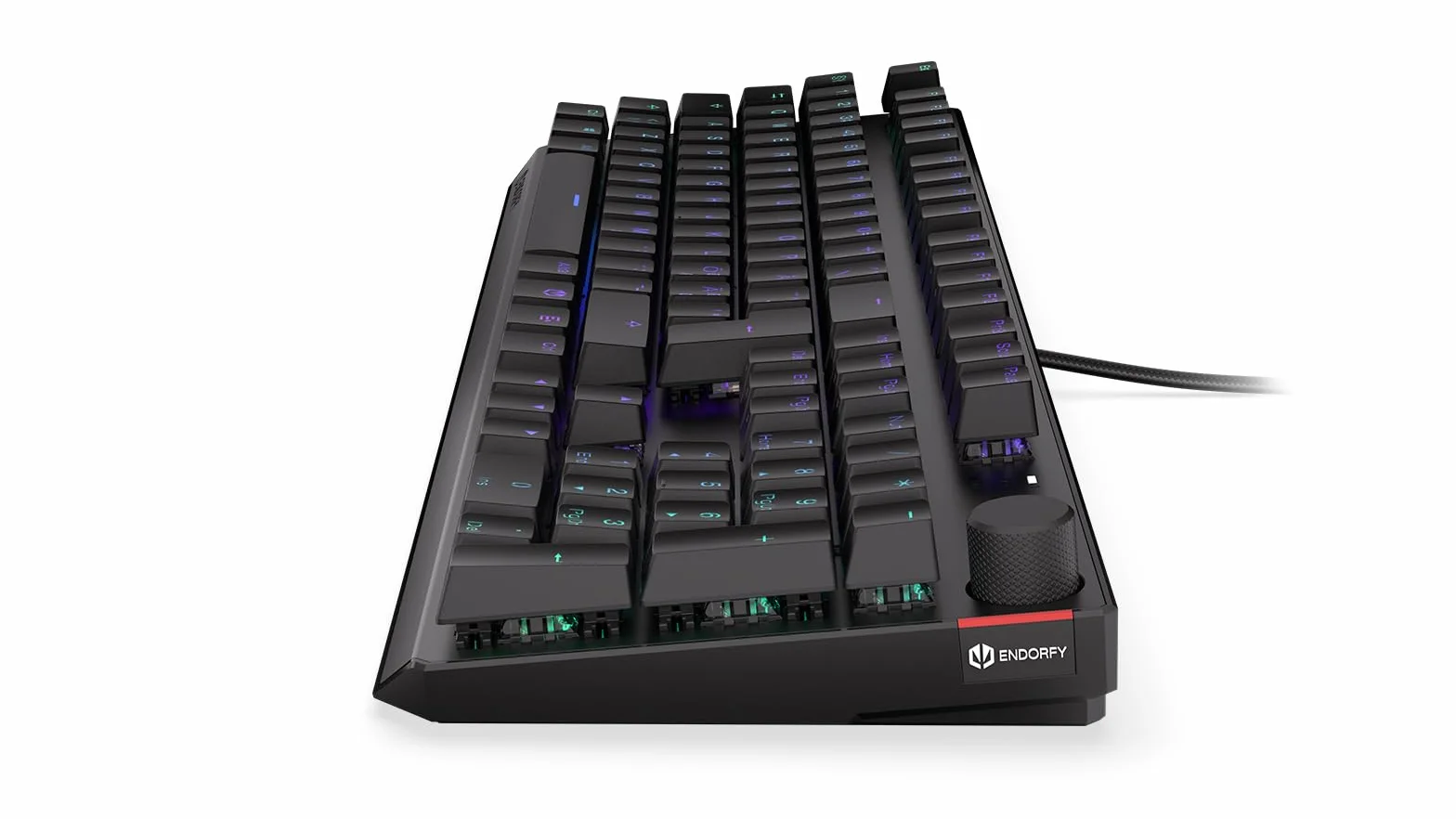 ENDORFY Thock NO Brown, przełącznik taktyczny Kailh Brown z klawiaturą mechaniczną, układ nordycki, nasadki klawiszy PBT, pokrętło kontroli głośności | EY5B009, czarny