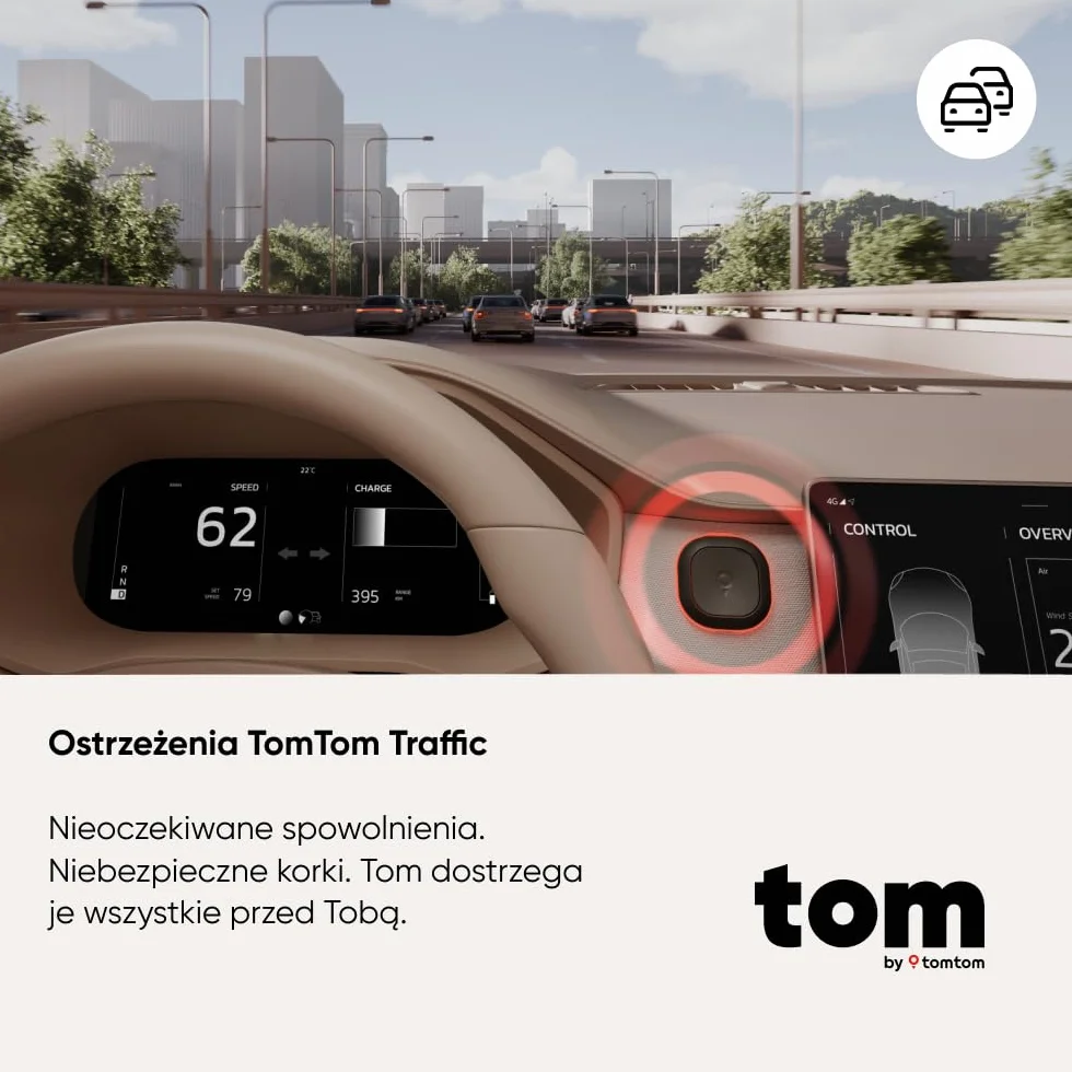 TomTom Antyradar do Samochodu – Wykrywa Fotoradary Stałe i Mobilne, Korki | Bez Abonamentu | CarPlay & Android Auto | Wyprodukowane w Europie | Tom by TT