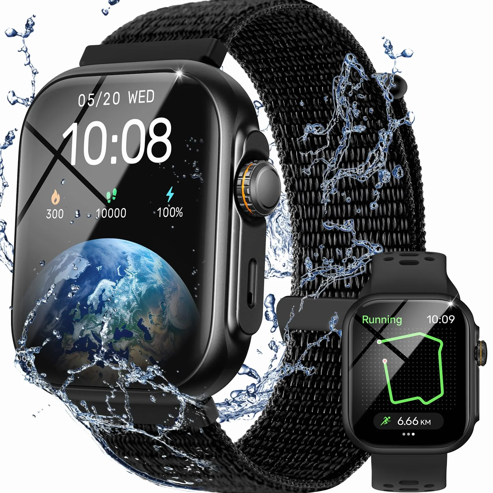 Parsonver Zegarek Smartwatch dla kobiet i mężczyzn z funkcją telefonu, Wbudowany GPS, 30M wodoodporny do pływania, 1,85" zegarek z 100+ sportami, monitorowanie tętna i snu, dla Androida i iOS, czarny