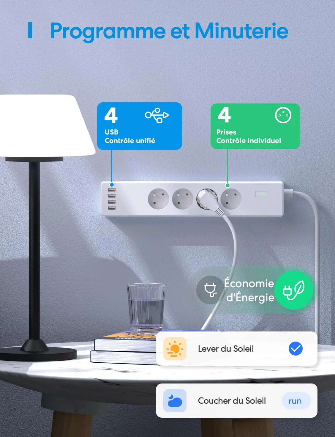 Inteligentna listwa zasilająca 16A Wi-Fi 4 gniazda AC 4 porty USB kompatybilna z Apple HomeKit Alexa Google Home sterowanie głosowe