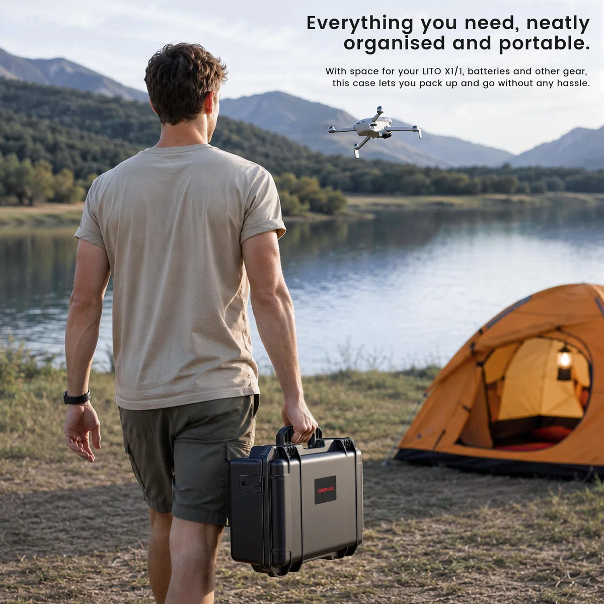 STARTRC Lito X1/1 walizka, wodoszczelna, twarda torba do DJI Lito X1/1 Fly More Combo akcesoria do akumulatorów DJI RC 2/RC-N3,4 i koncentratora ładowania, mała walizka