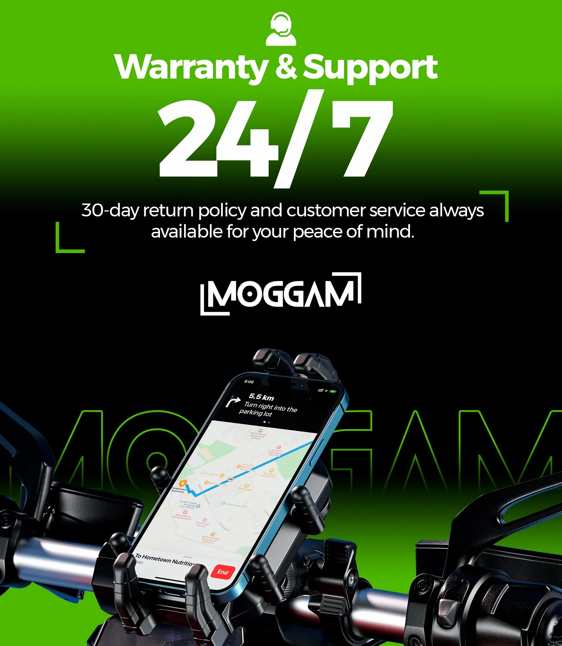 Uchwyt na Telefon do Motocykla Ultrabtrwały 5,4–7,2" Regulowane Ramię 360°