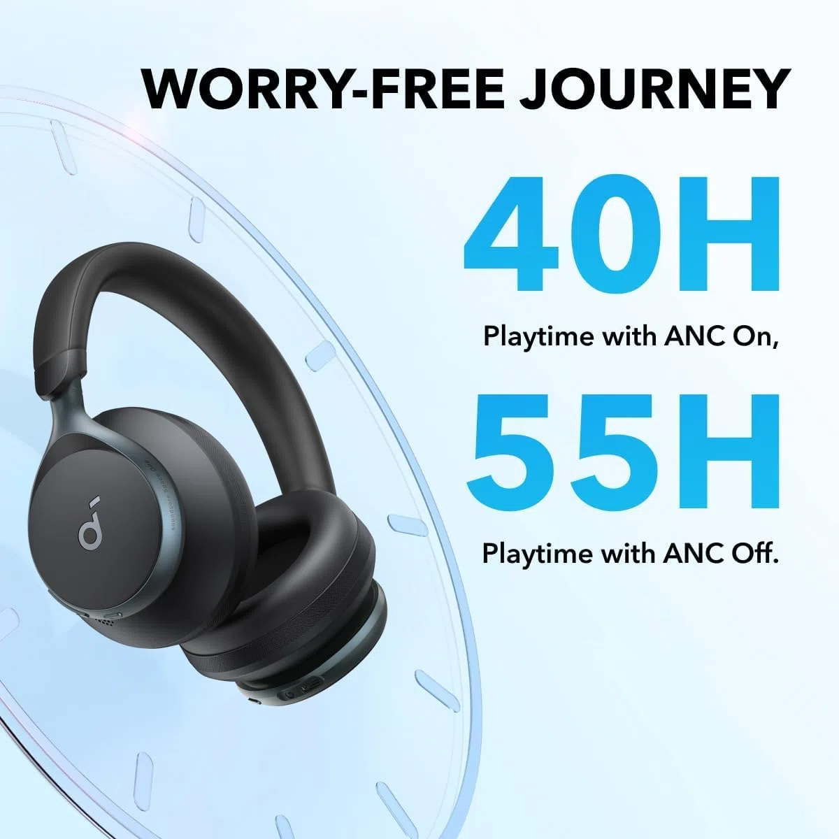 Soundcore by Anker Space One(odnowiona): adaptacyjne słuchawki z ANC, 2x silniejsza redukcja głosu, 40h odtwarzania z ANC, obsługa aplikacji, bezprzewodowy dźwięk LDAC, wygodne dopasowanie