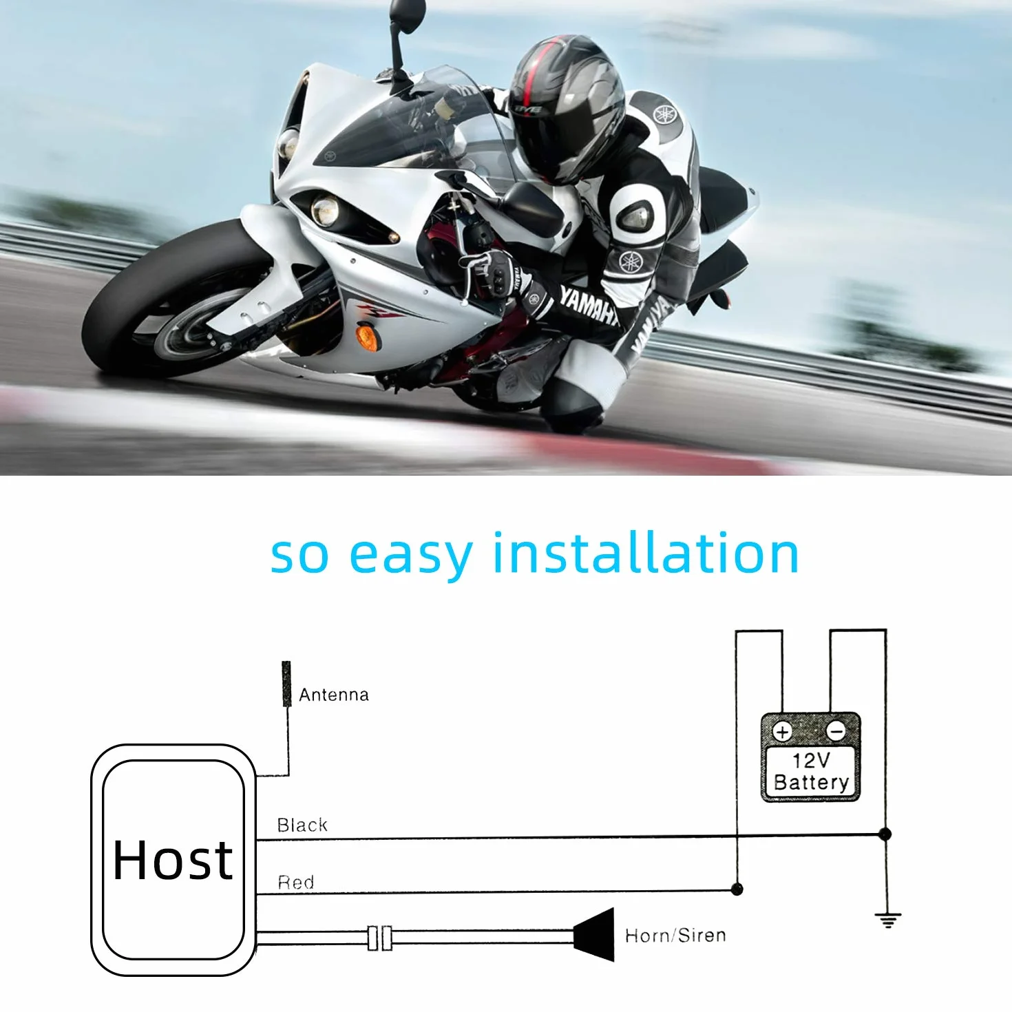 System alarmowy do motocykla 12 V wodoszczelny z 2 pilotami zdalnego sterowania