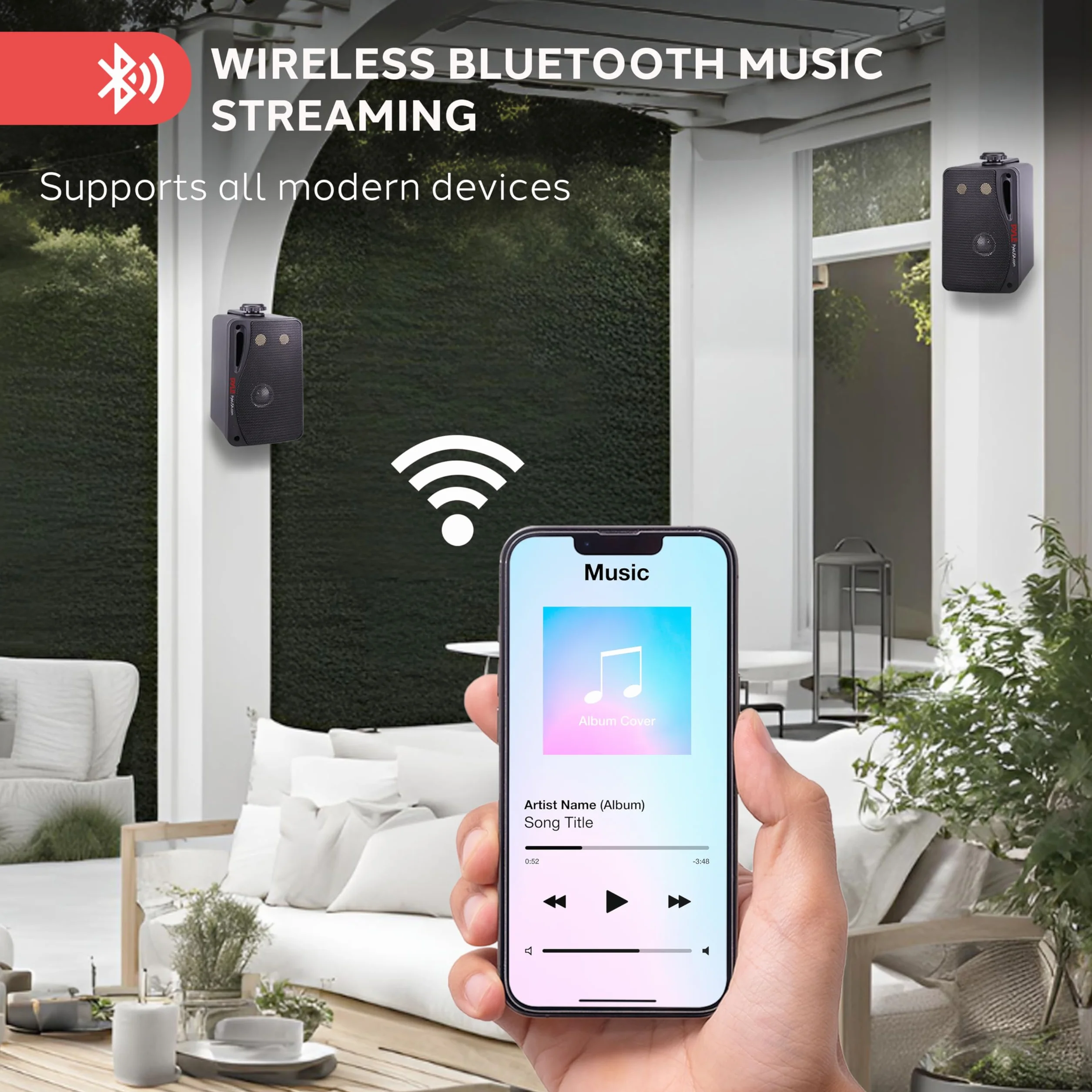 Pyle 3,5" Bluetooth Home Speakers 3-Way Indoor Outdoor 200 W