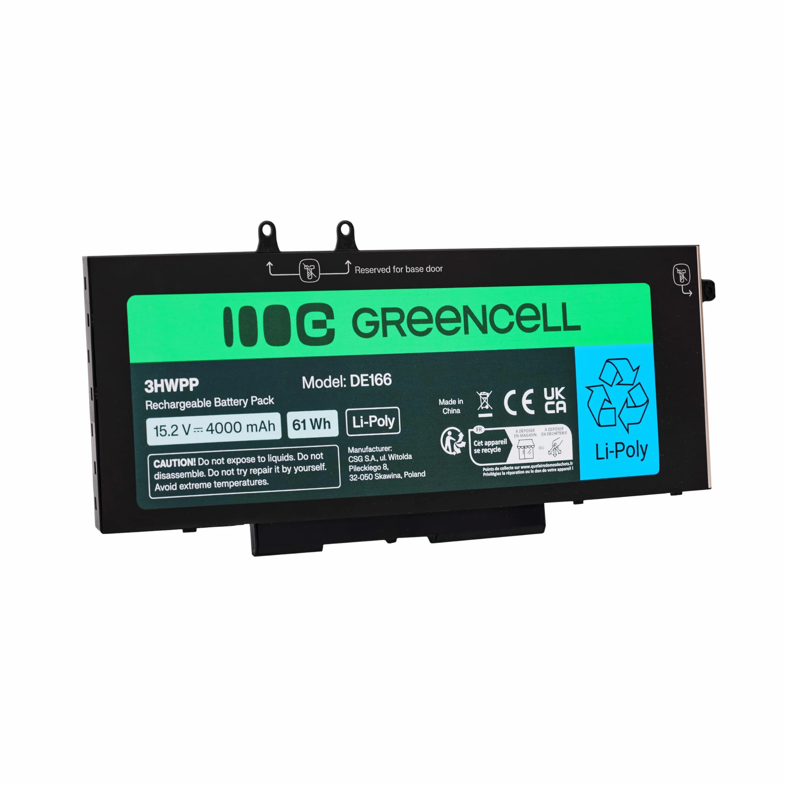 Green Cell N3HWPP akumulator do laptopa 15,2 V 4000 mAh 61 Wh Li-Poly Dell Latitude 5400 5401 5410 5411 5500 5501 Precision 3540 3541 3550 3551