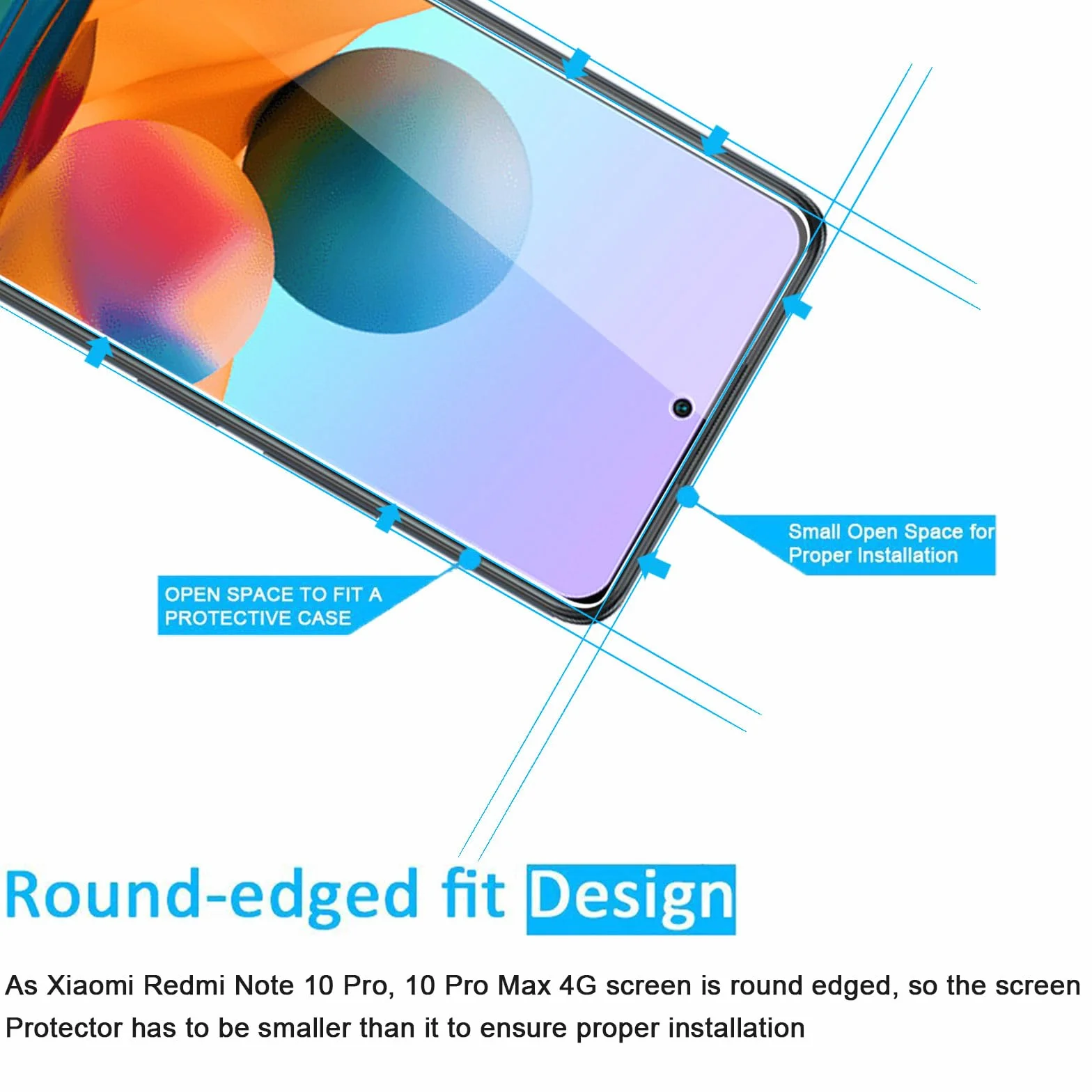 NEW'C Zestaw 3 sztuk szkła hartowanego do Xiaomi Redmi Note 10 Pro, 10 Pro Max 4G, folia ochronna na ekran, odporna na zarysowania, bez pęcherzyków powietrza, bardzo wytrzymała (0,33 mm HD Ultra