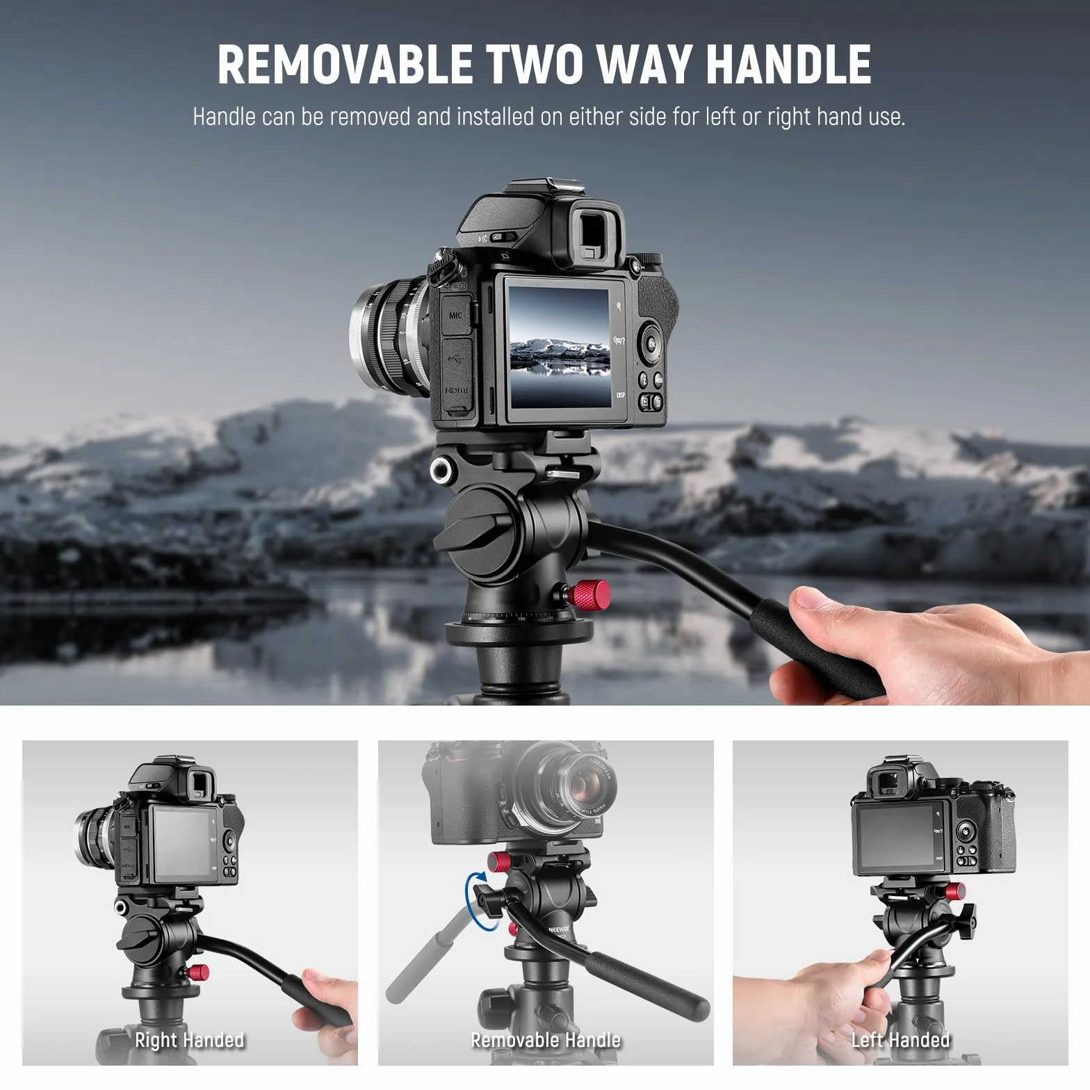 NEEWER Płynna głowica statywu Arca Quick Release, panoramiczna głowica uchylna ze stopu aluminium, ø43 mm, maksymalne obciążenie 3 kg