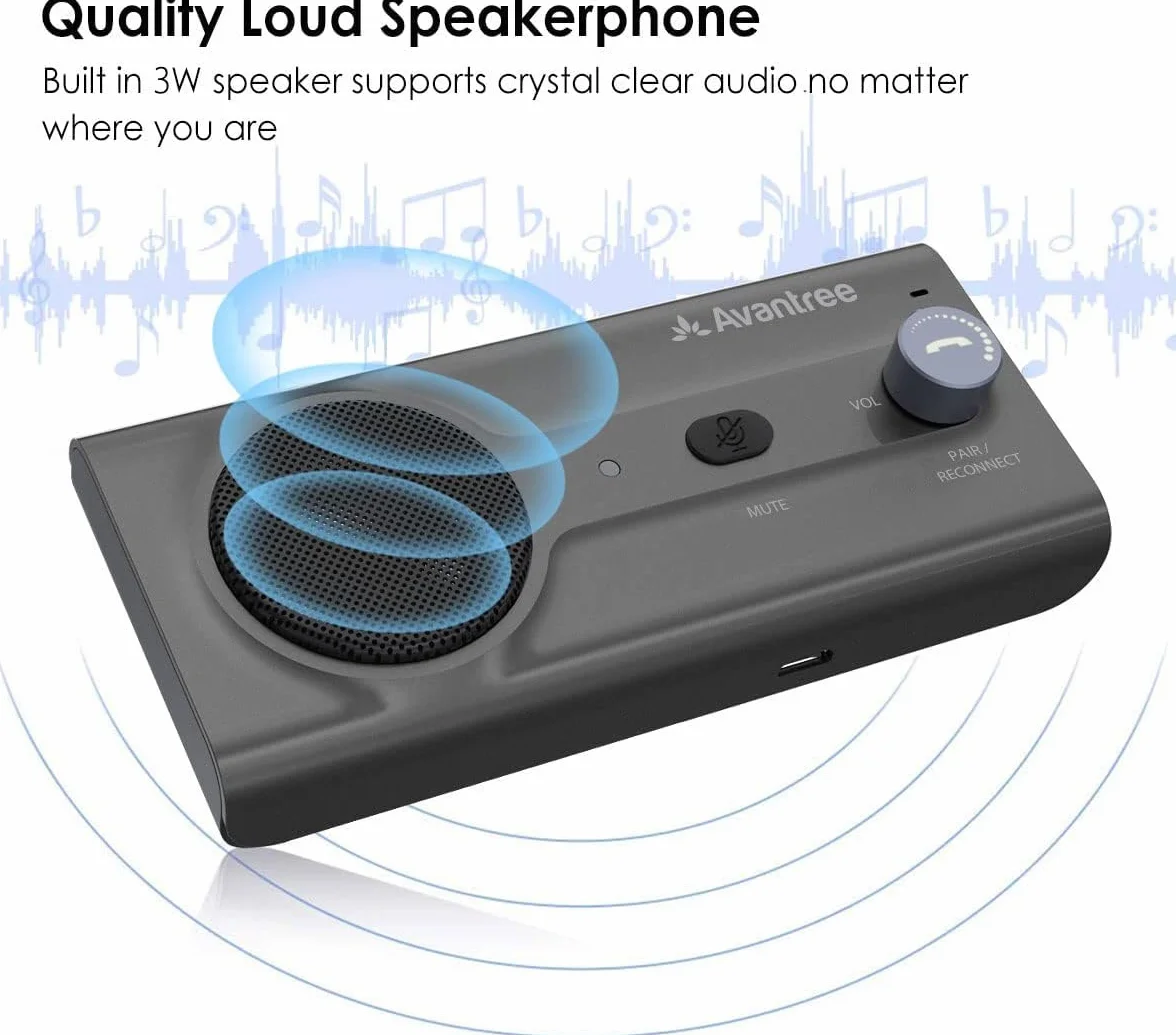 Avantree CK11 zestaw głośnomówiący Bluetooth 5.0, wysokiej jakości głośny głośnik, automatyczne włączanie, pokrętło głośności, bezprzewodowy zestaw głośników głośnomówiących z klipsem na wizjer