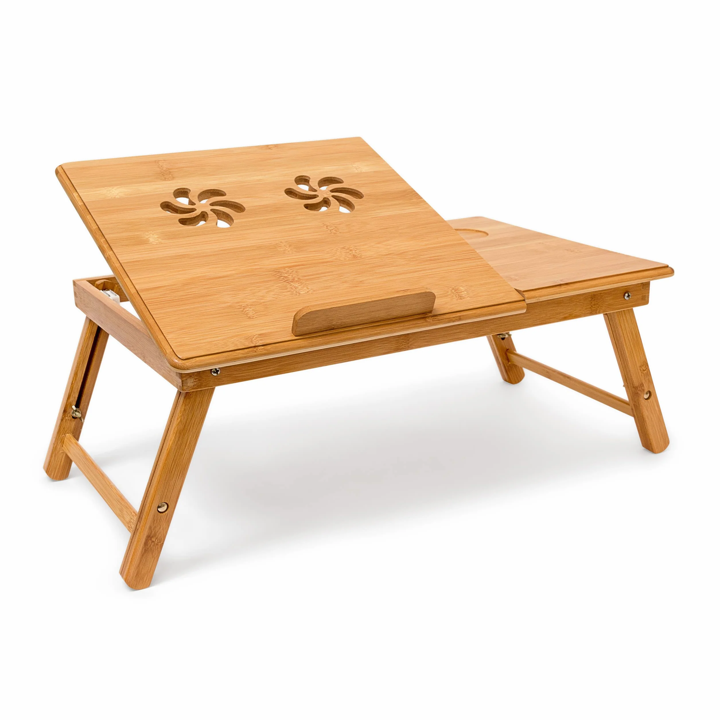 Relaxdays Bambusowa taca na łóżko, z regulacją wysokości, wys. x szer. x gł.: 30,5 x 72,5 x 35 cm, stolik na laptopa z klapą do czytania, składany stojak na laptopa, z półką na mysz i książki jako