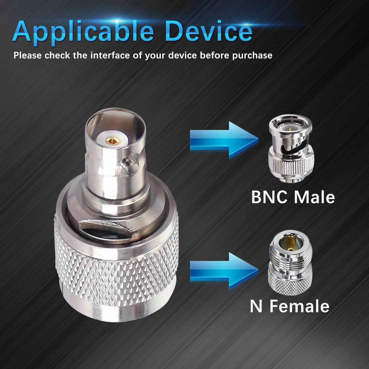 TUOLNK N Stecker auf BNC Buchse, Koaxialadapter N Typ Stecker auf BNC Buchse, RF Koaxialstecker für WLAN Antennenverlängerungskabel, 2 Stück