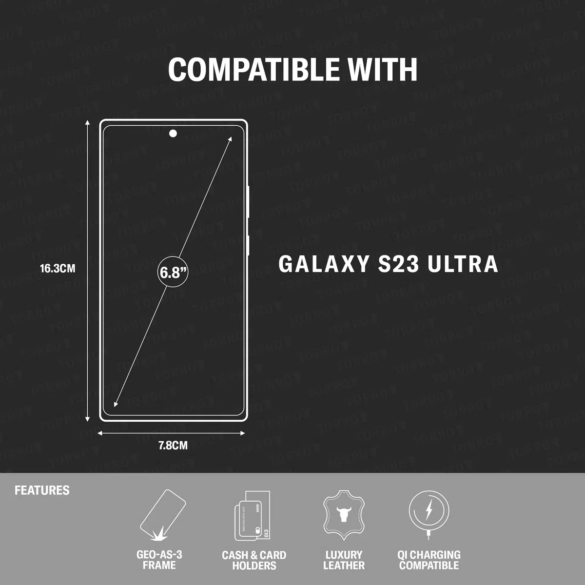 TORRO Skórzane Etui do Samsung Galaxy S23 Ultra – Wysokiej Jakości Skórzane Etui-Portfel z Poziomym Stojakiem i Przegródkami na Karty - Ciemnoniebieski z Czerwonymi detalami