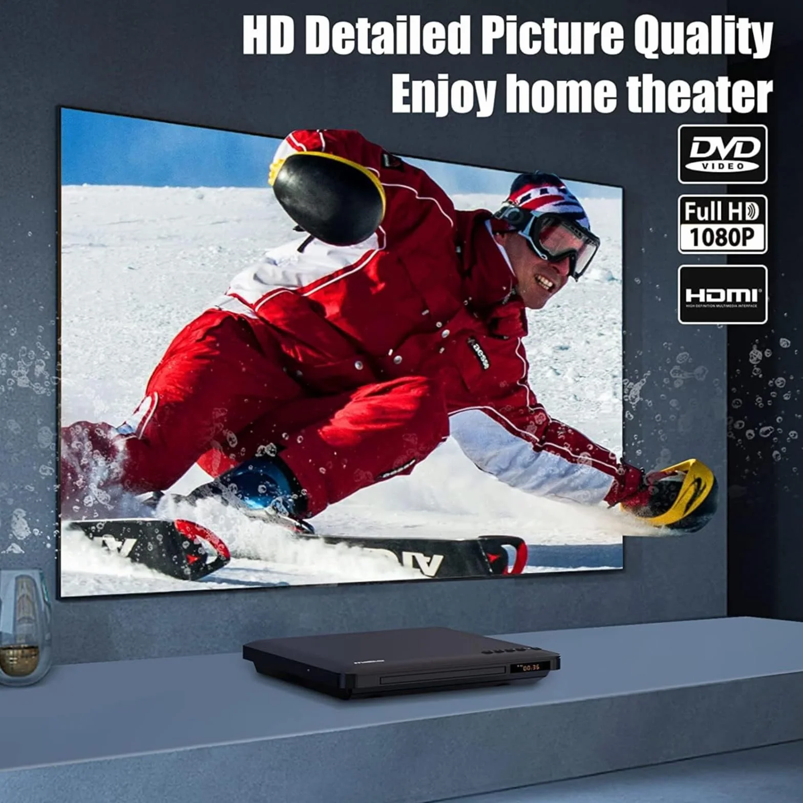 Odtwarzacz DVD do telewizora z wyjściem HDMI RCA, odtwarzacz DVD dla wszystkich regionów z funkcją odtwarzania z pamięci, skalowanie HD 1080P, wejście USB, zintegrowany system NTSC/PAL, kabel