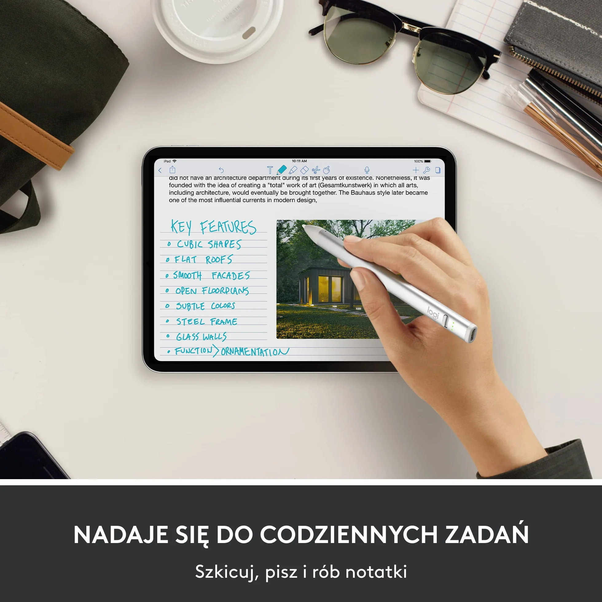 Logitech Crayon, cyfrowy rysik do iPada (z portami USB-C) wykonany w technologii Apple Pencil, doskonała precyzja bez opóźnień oraz dynamiczna, inteligentna końcówka + szybkie ładowanie USB-C - Srebro