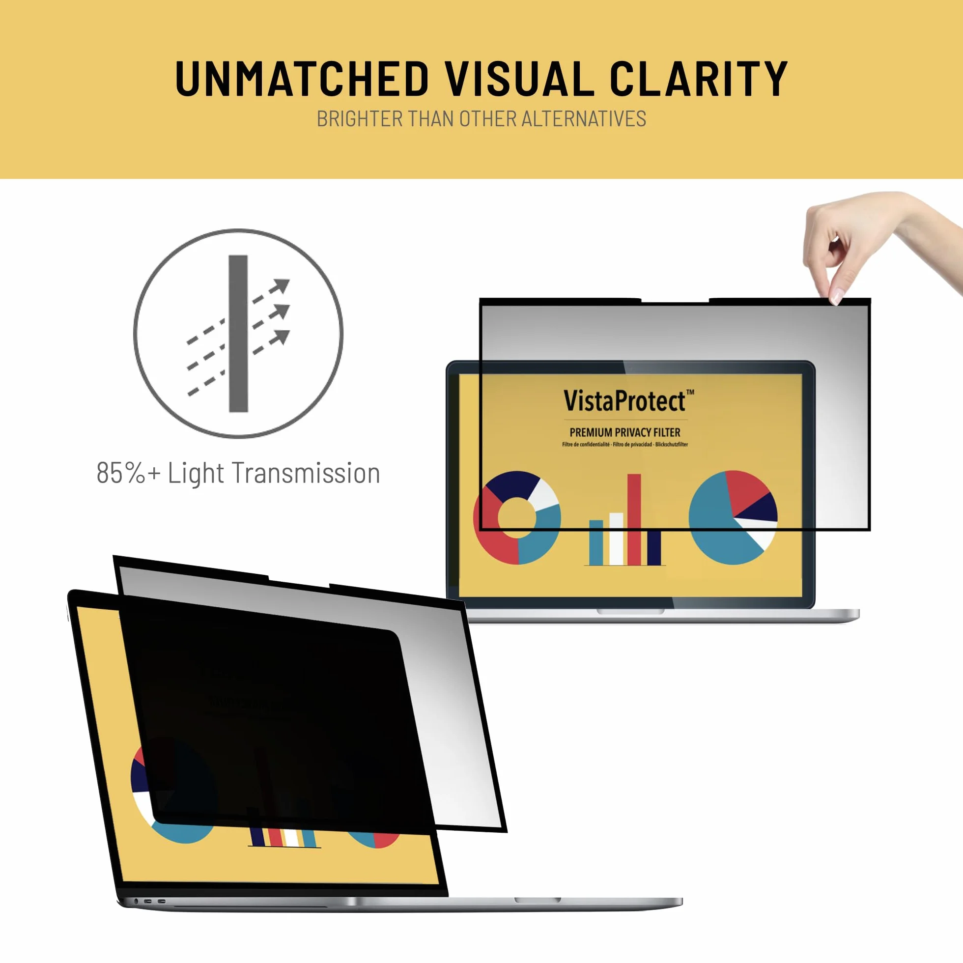 Vistaprotect - Filtr prywatności Premium i filtr przeciw niebieski. Protektor ekranu magnetycznego Kompatybilny z Apple MacBook Air (M1 2021+) i MacBook Pro 13 (2019+)