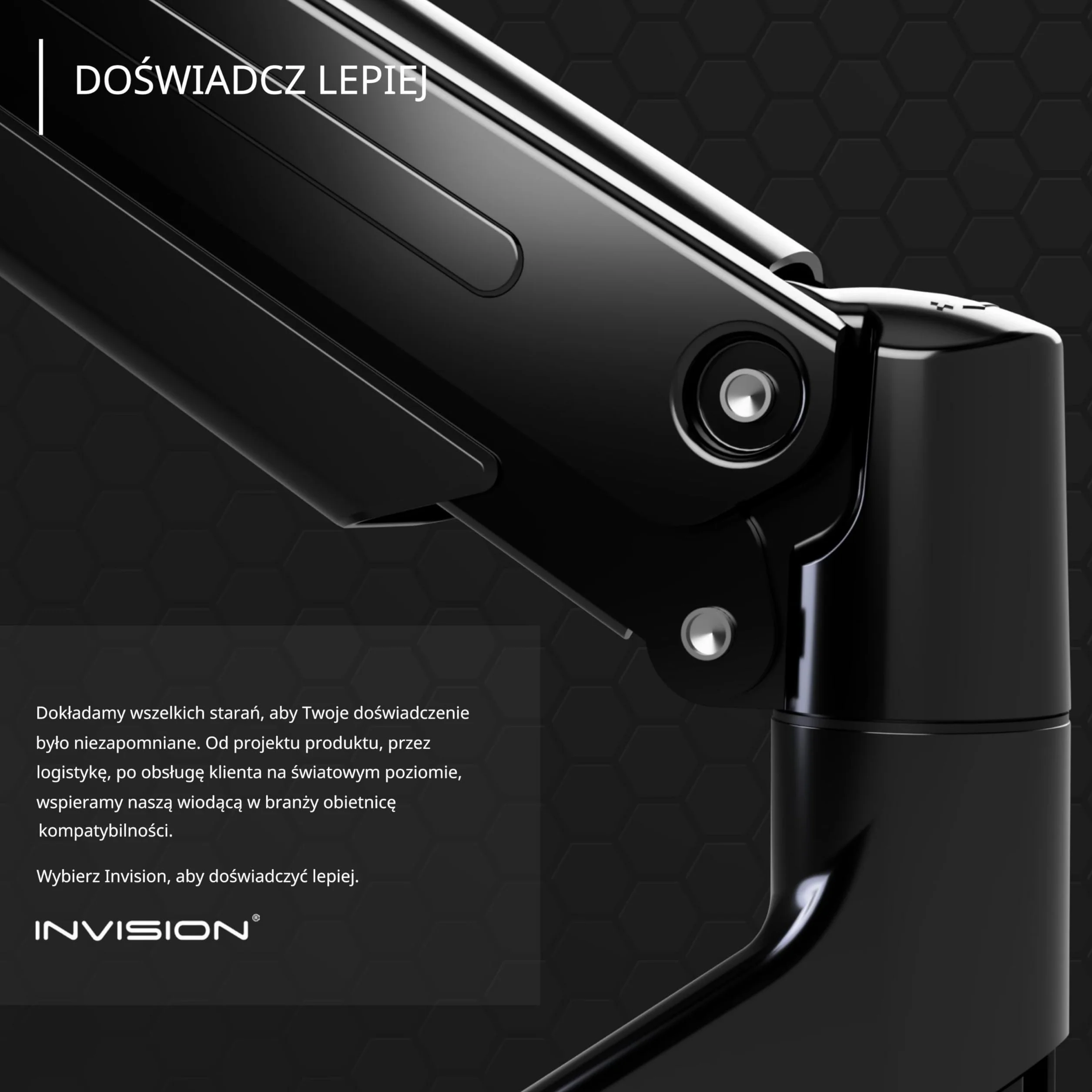 Invision Uchwyt Biurkowy na Sprężynie Gazowej do Monitora LCD LED 24-40 Cali 2-15 kg Czarny MX450