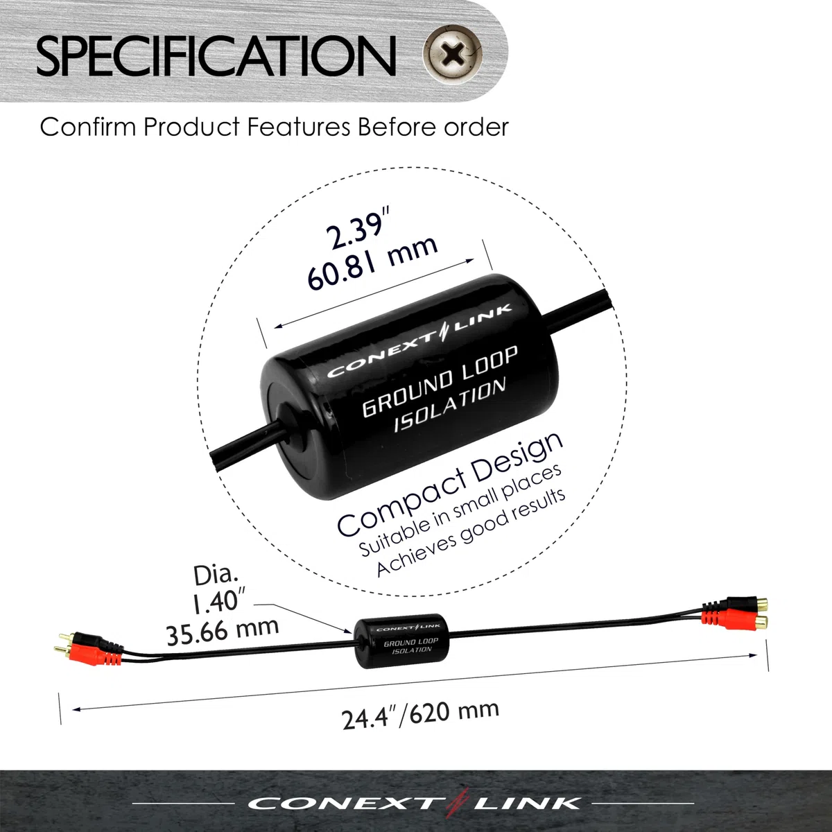 Conext Link AD104 RCA Stereo 2-kanałowy izolator pętli uziemienia, tłumienie filtra szumów