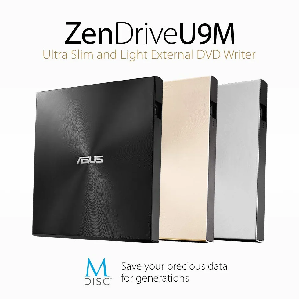 Asus ZENDRIVE U9M SDRW-08U9M-U/BLK/G/AS/P2G, Przenośna Nagrywarka DVD, Czarny