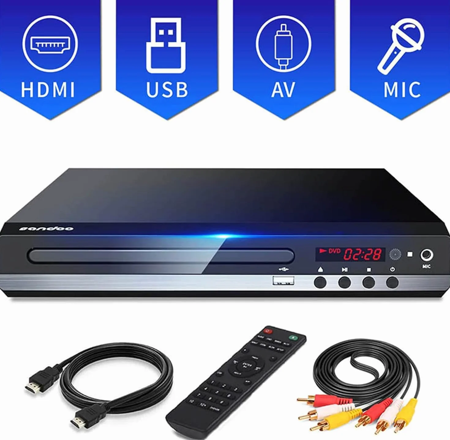 Mini odtwarzacz DVD CD HDMI 1080P AV Dolby Digital USB