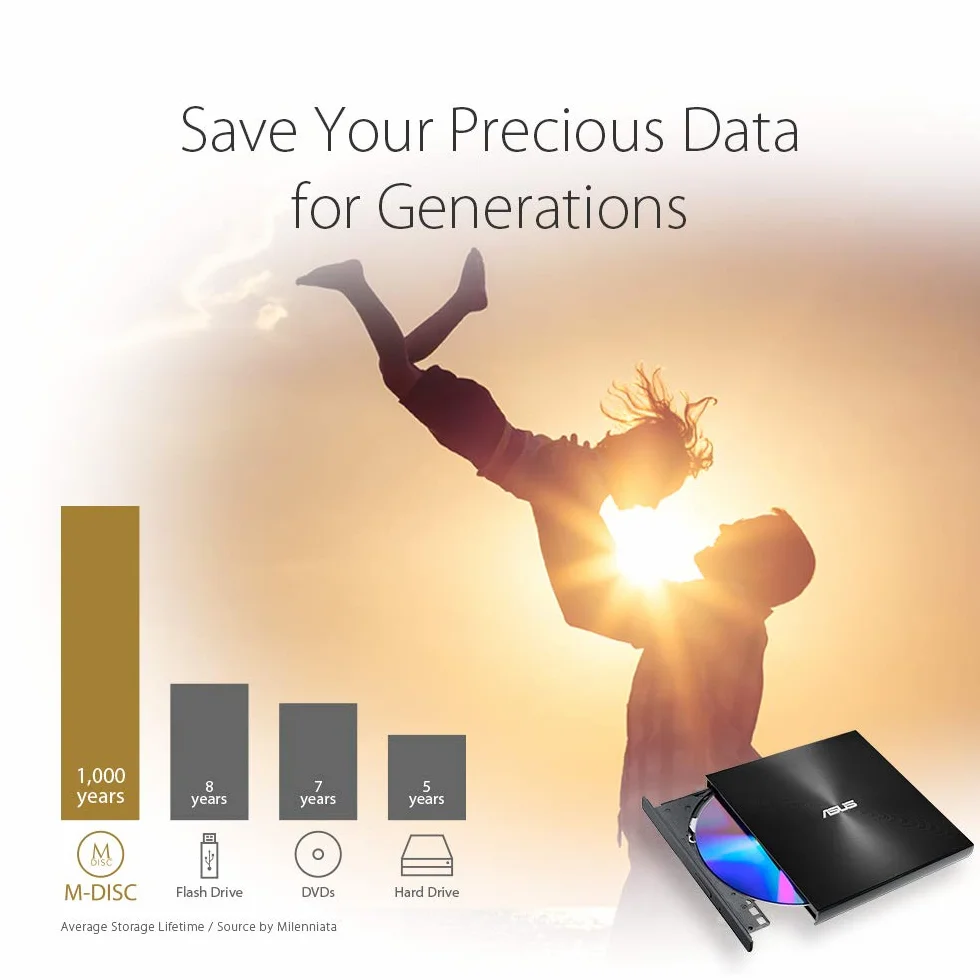 Asus ZENDRIVE U9M SDRW-08U9M-U/BLK/G/AS/P2G, Przenośna Nagrywarka DVD, Czarny