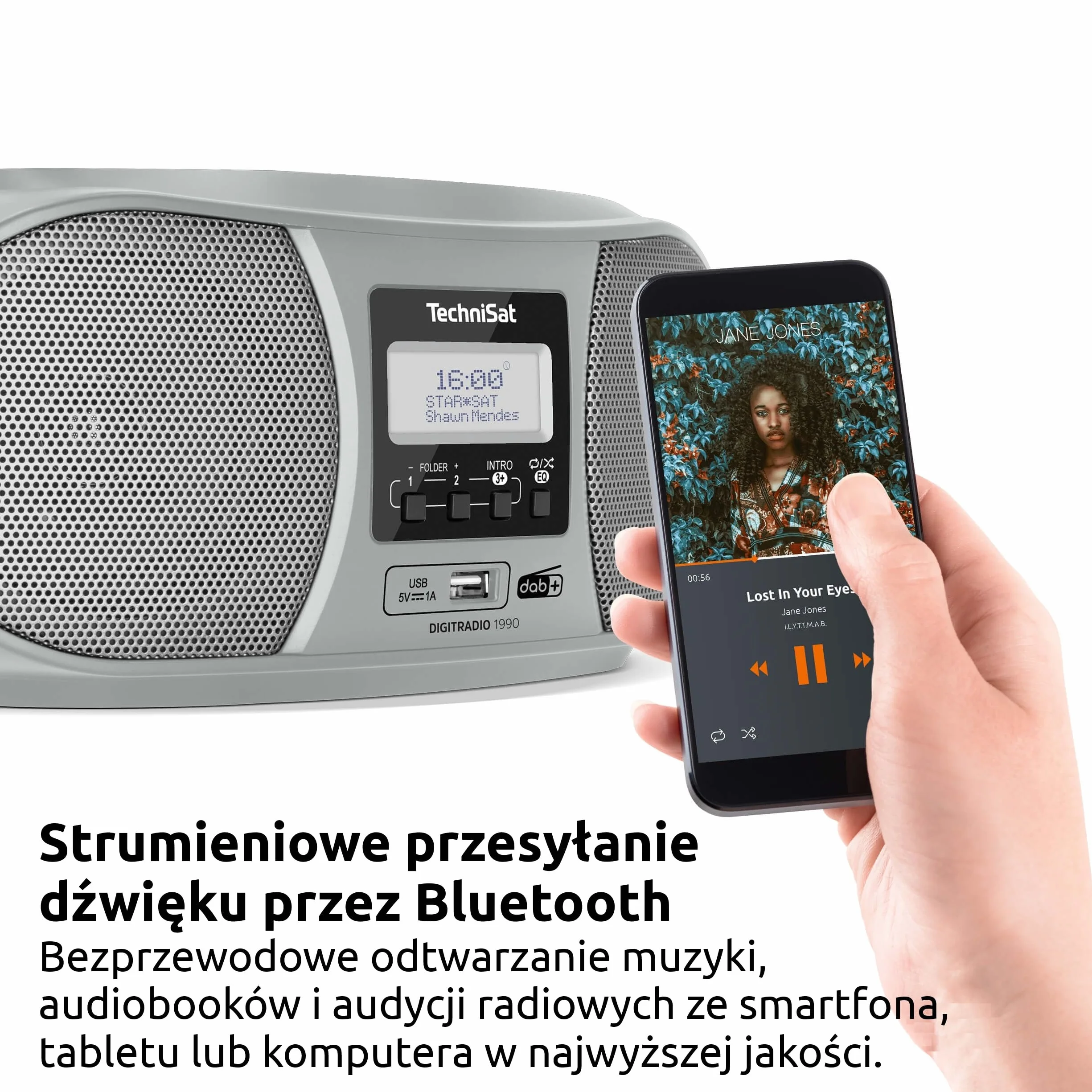 TechniSat DIGITRADIO 1990 Boombox stereo DAB+ FM CD Bluetooth srebro