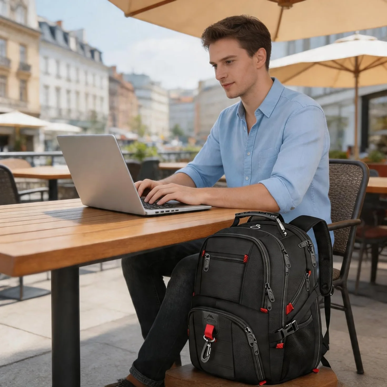 MATEIN Duży Plecak na Laptopa 18 Cala, antykradzieżowy Torba Biznesowa Podróżny Czarny