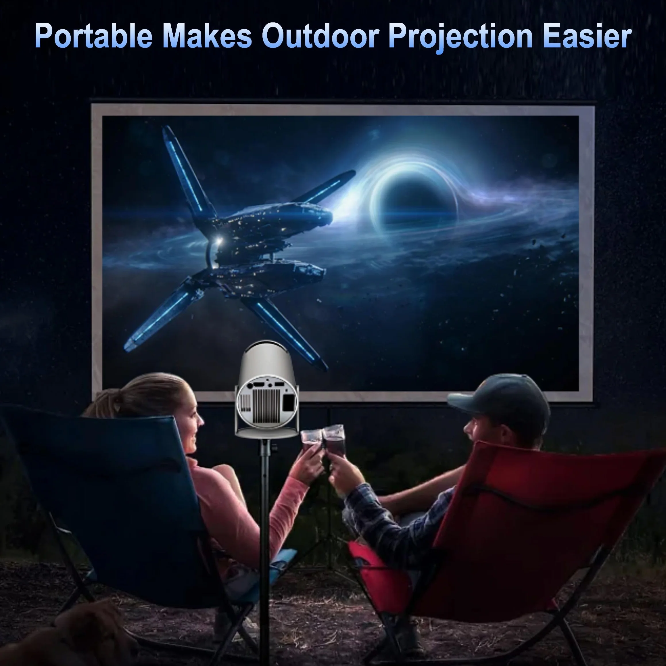 Projektor mini FHD 4K, przenośny projektor wideo WiFi 6 BT5.2, korekcja trapezu, obrót o 180°, kompatybilny z telefonem/PC/HDMI/USB/PS5 [aplikacja]