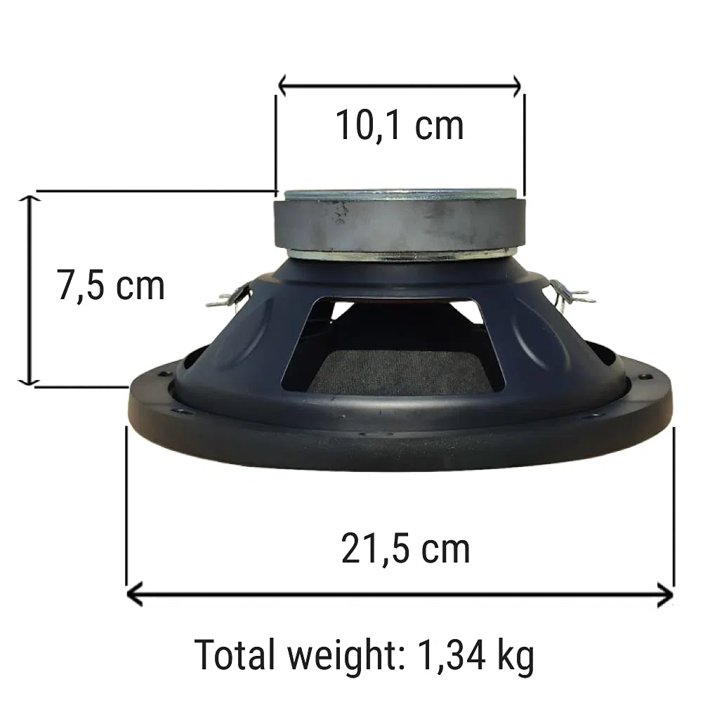 1 MASTER AUDIO MA20W/4+4 subwoofer 20 cm 200 mm 8" 150 wat rms 300 wat max podwójna cewka 4 + 4 ohm podwójna cewka drgająca gumowe zawieszenie, 1 sztuka