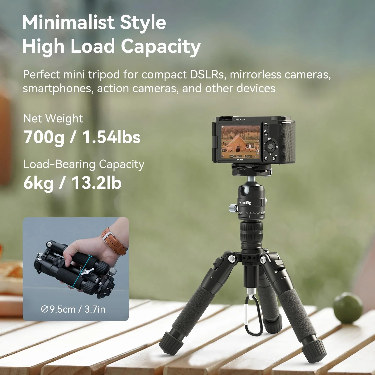 SMALLRIG Statyw Aluminiowy Mini 52cm z Głowicą Kulową 360° 6kg 4289
