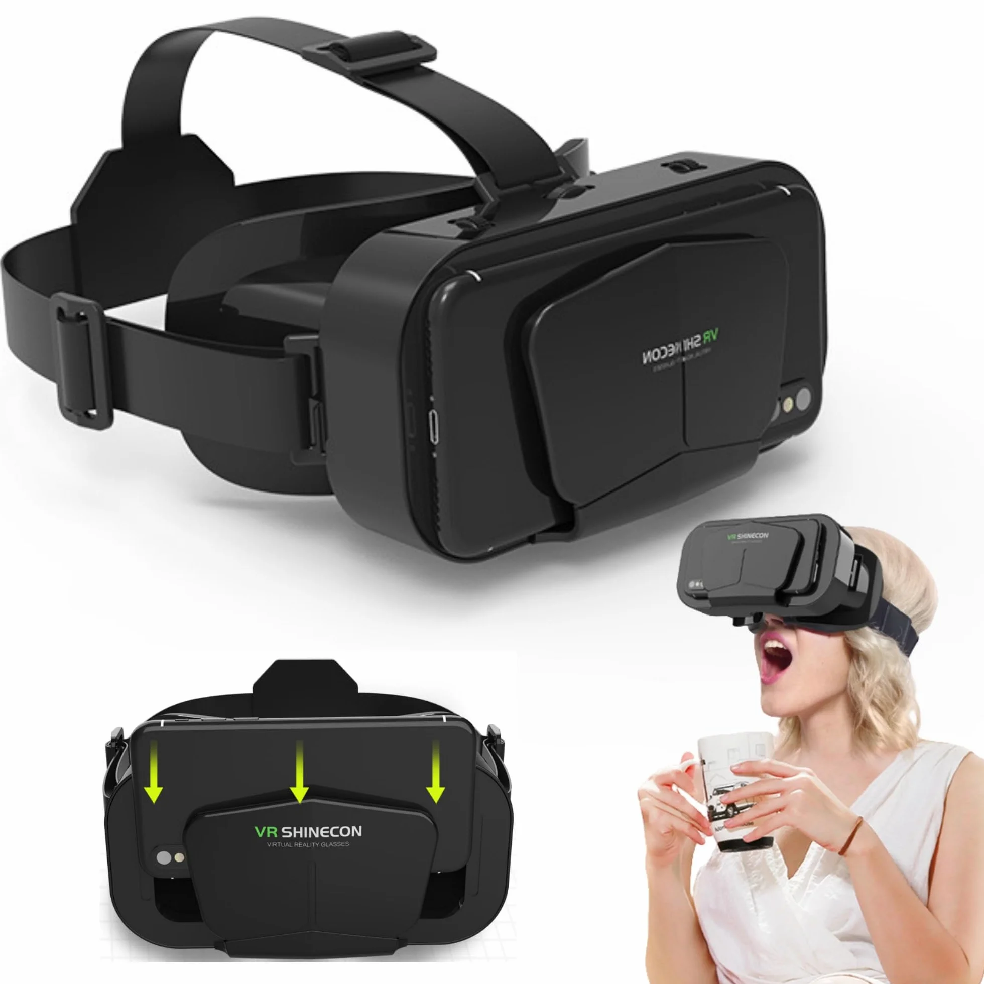 Zestaw słuchawkowy do wirtualnej rzeczywistości VR, mini zestaw słuchawkowy VR do oglądania filmów 3D i grania w gry wideo, okulary VR dla dorosłych i dzieci, gogle VR do iPhone'a 16, 15, 14, 13 Pro