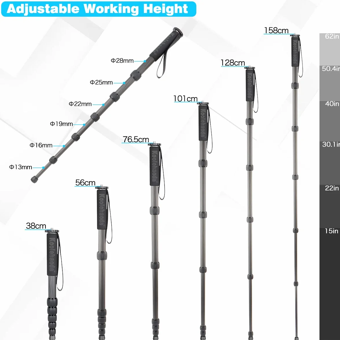 Koolehaoda Monopod z włókna węglowego 6-sekcyjny 10 kg MP286C