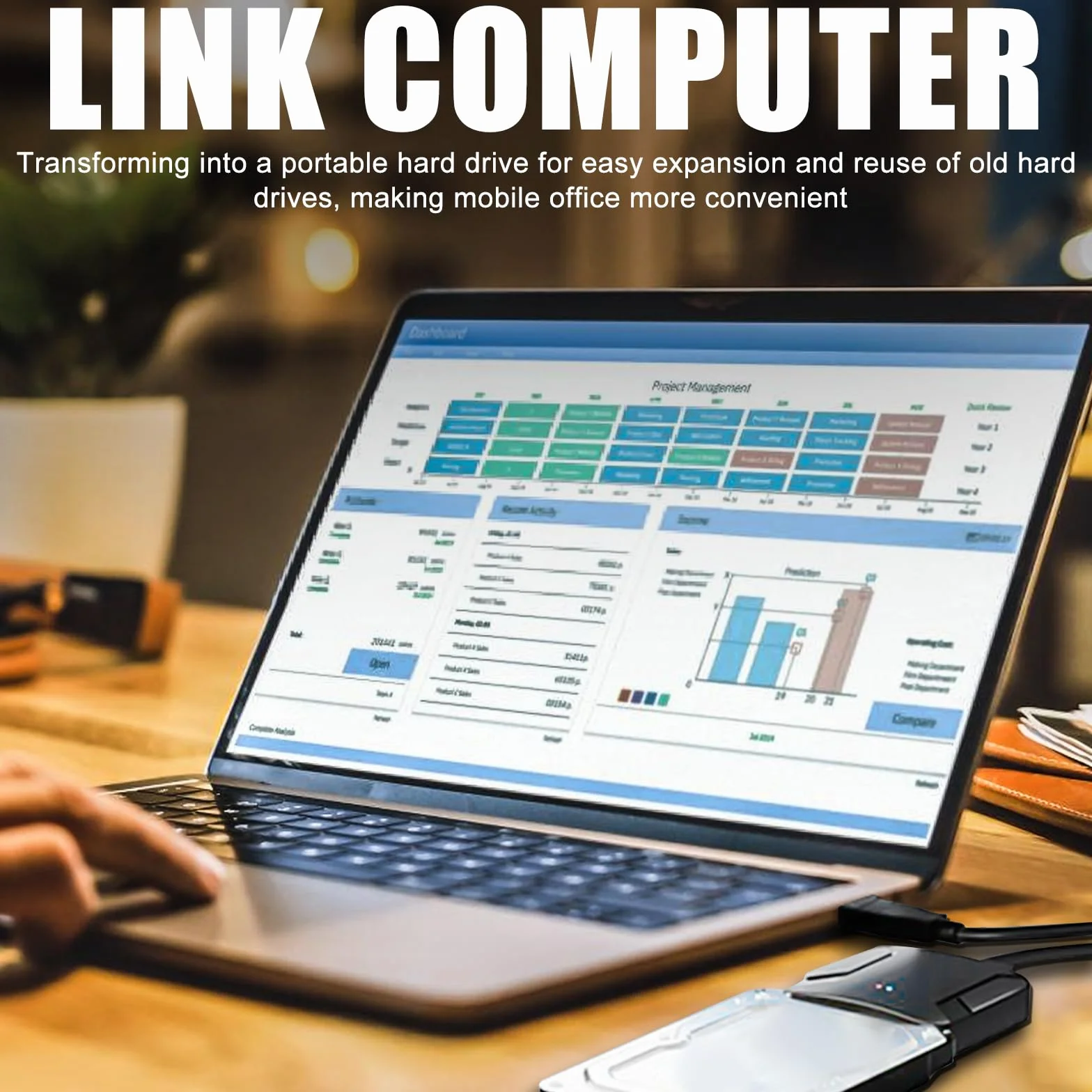 Leikurvo Adapter USB 3.0 na SATA, USB 3.0 na SATA III adapter dysku twardego z adapterem sieciowym 12 V/2 A do dysków twardych 2,5 cala / 3,5 cala HDD/SSD