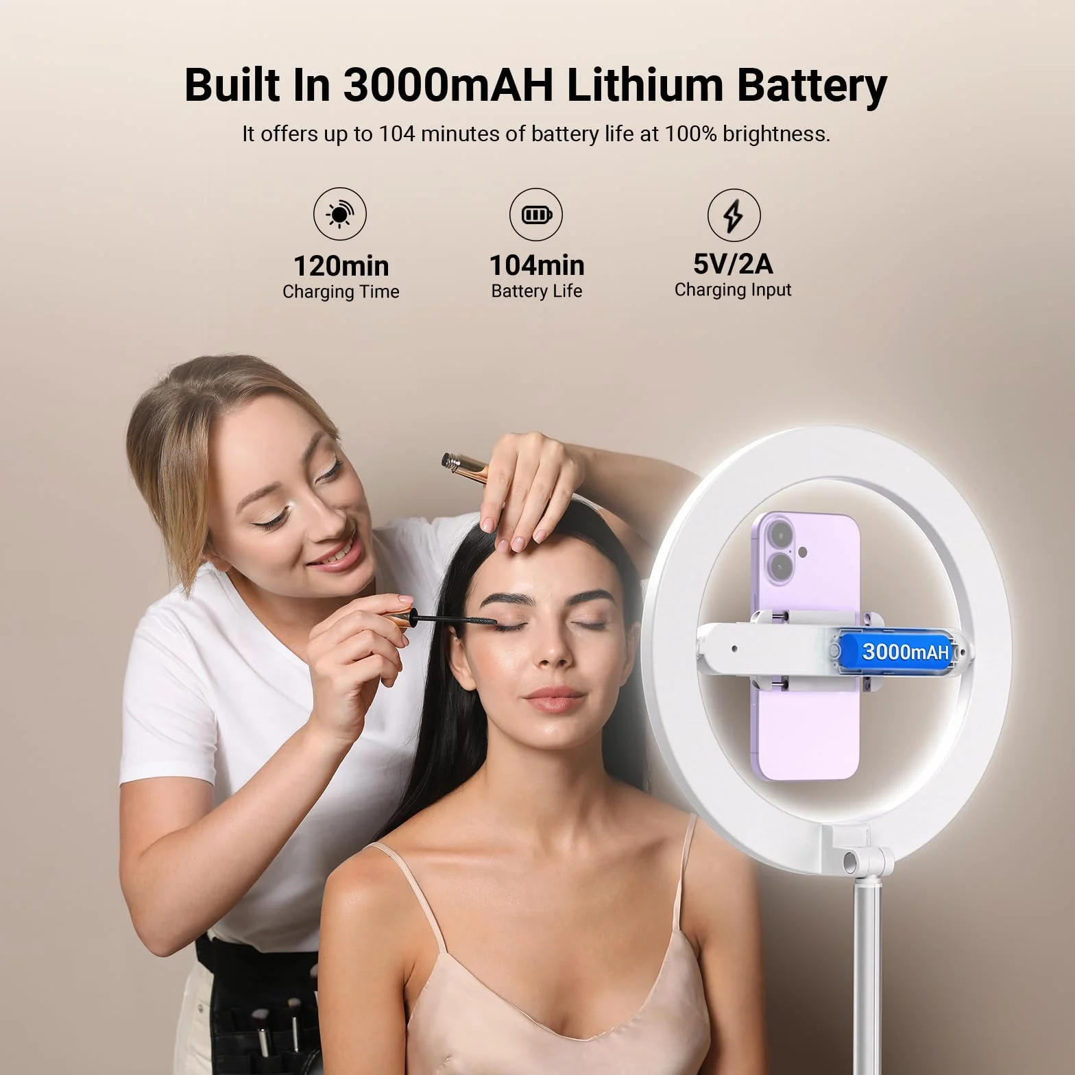 NEEWER Wersja wejściowa 25.4 cm 7W LED Ring Light ze stojakiem/uchwytem na telefon / 3 tryby kolorów, 175.3 cm teleskopowy pierścień do selfie, oświetlenie do iPhone Streaming Makeup Lash Studio