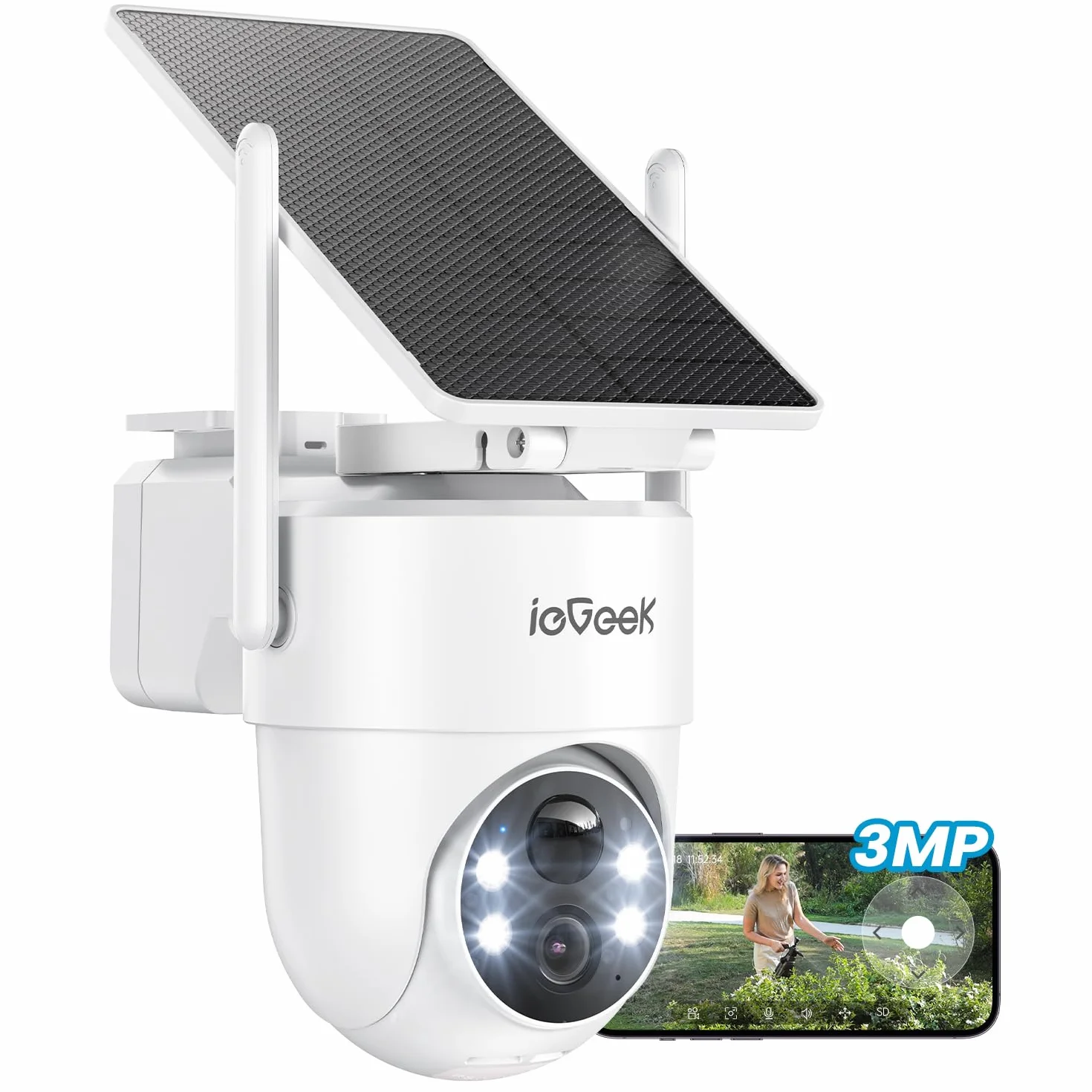 ieGeek Bezprzewodowa zewnętrzna kamera WiFi 2K Solar