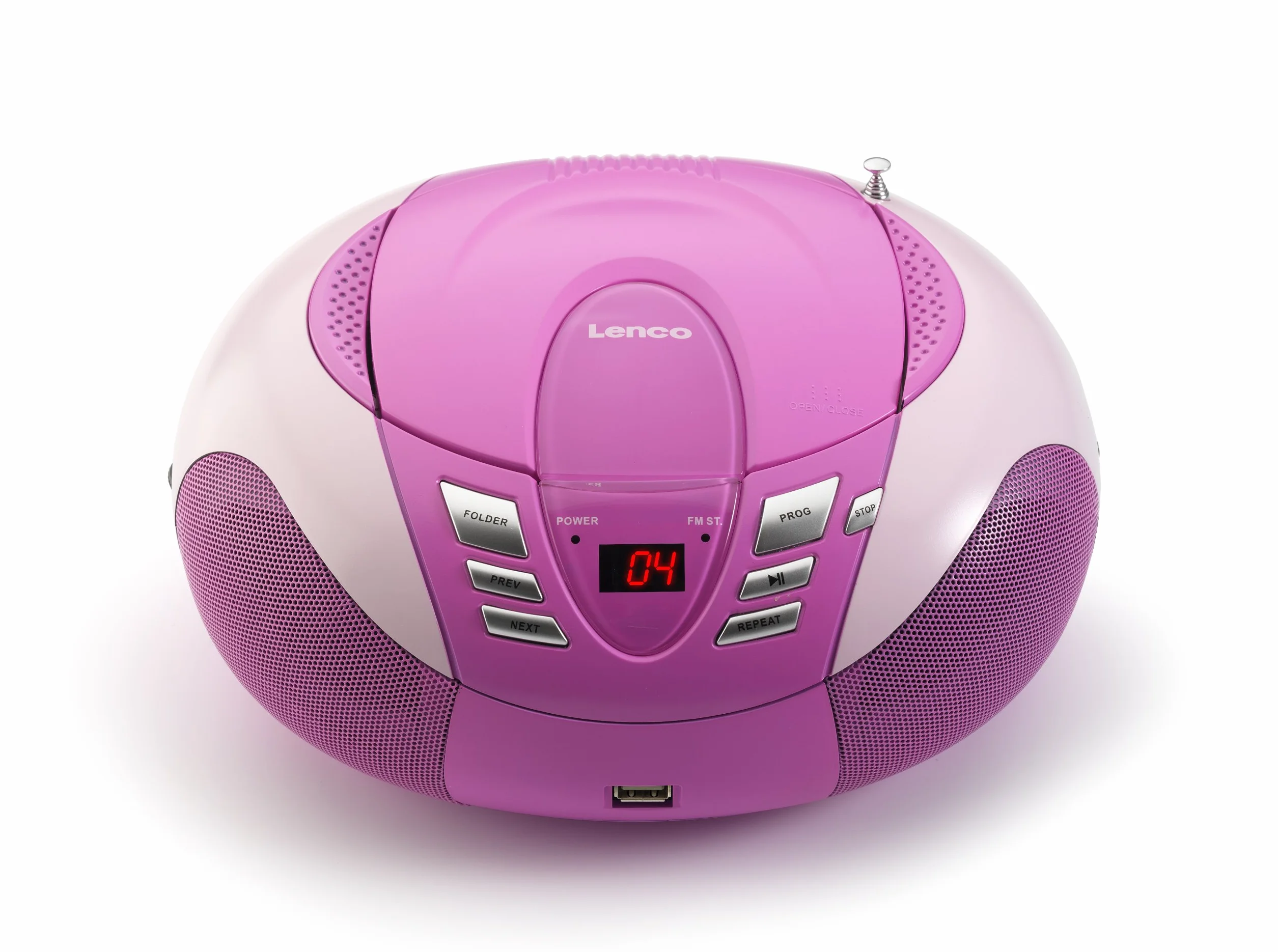 Lenco SCD-37 – odtwarzacz CD dla dzieci – radio CD – wieża stereo – Boombox – tuner radiowy UKW – złącze USB – MP3 – 2 x 1,5 W moc RMS – zasilanie sieciowe i bateryjne – różowy