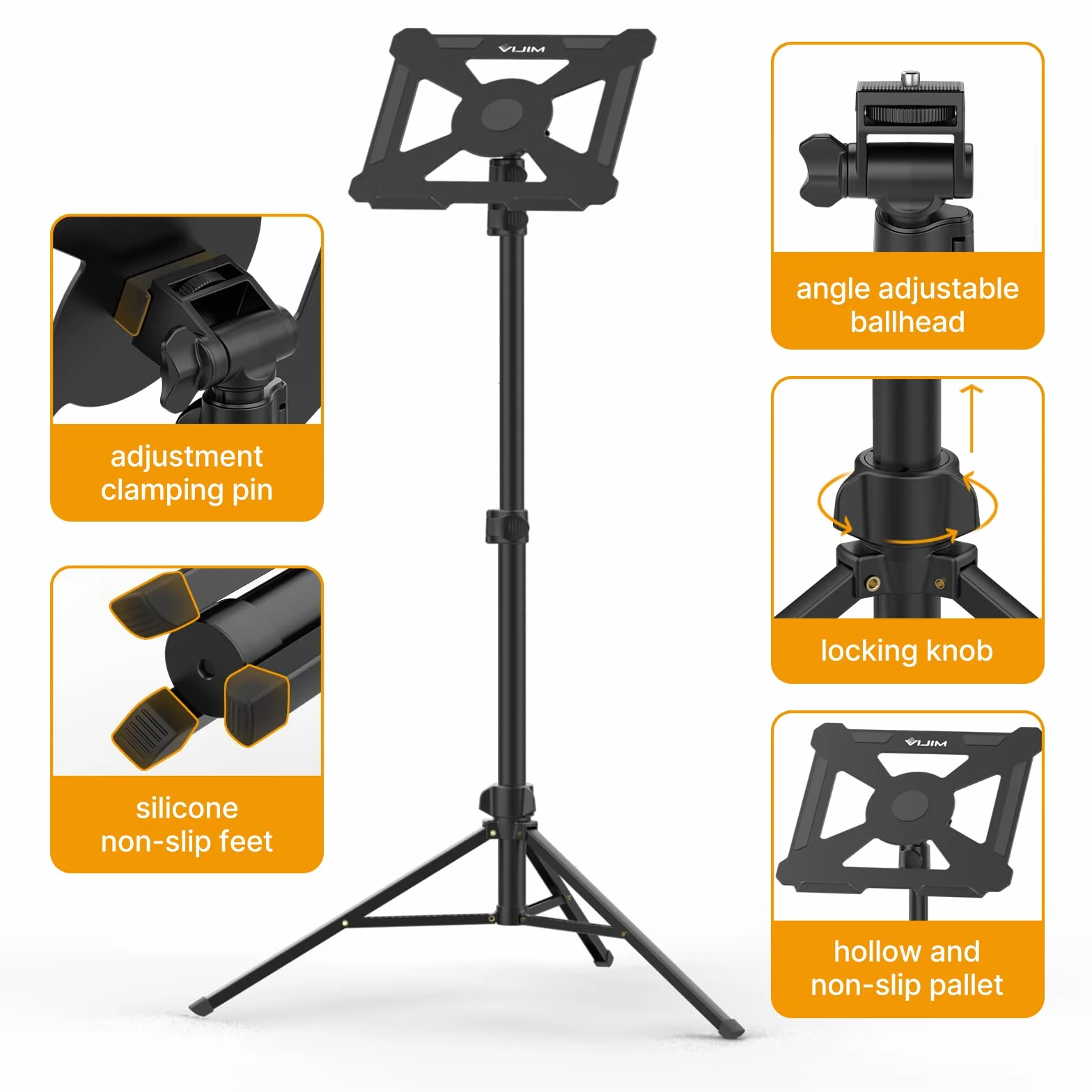 ULANZI Stojak do projektora z regulacją wysokości od 60 do 150 cm, aluminiowy stojak na laptopa ze składaną listwą nośną 3 kg, regulowany w zakresie 360° i 180°, przenośny stojak na nuty