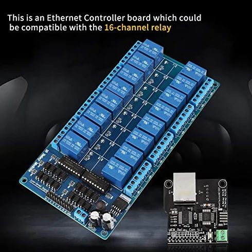 Keenso Ethernet 16-kanałowy moduł przekaźnika - Lan Wan Network Webserver moduł sterujący z portem RJ45 + NC1601, Default