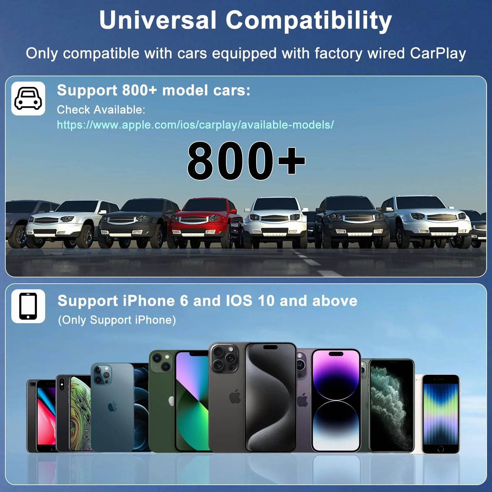 UWECAN CarPlay Bezprzewodowa konwersja fabryczna przewodowa CarPlay na bezprzewodową, korzystanie z samochodu od 2017 roku iPhone iOS 11+ Plug & Play