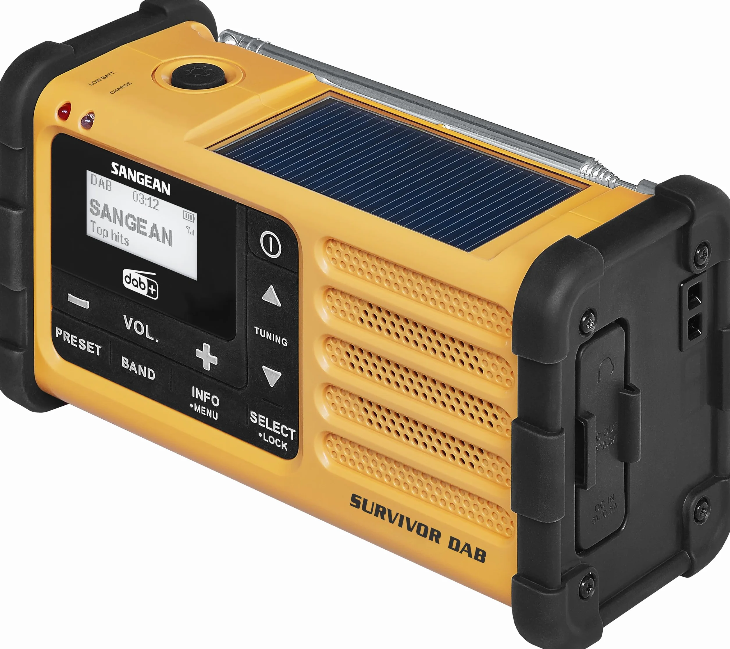 Sangean MMR-88 Survivor M8 radio przenośne radio awaryjne korbowe z latarką LED czarne żółte