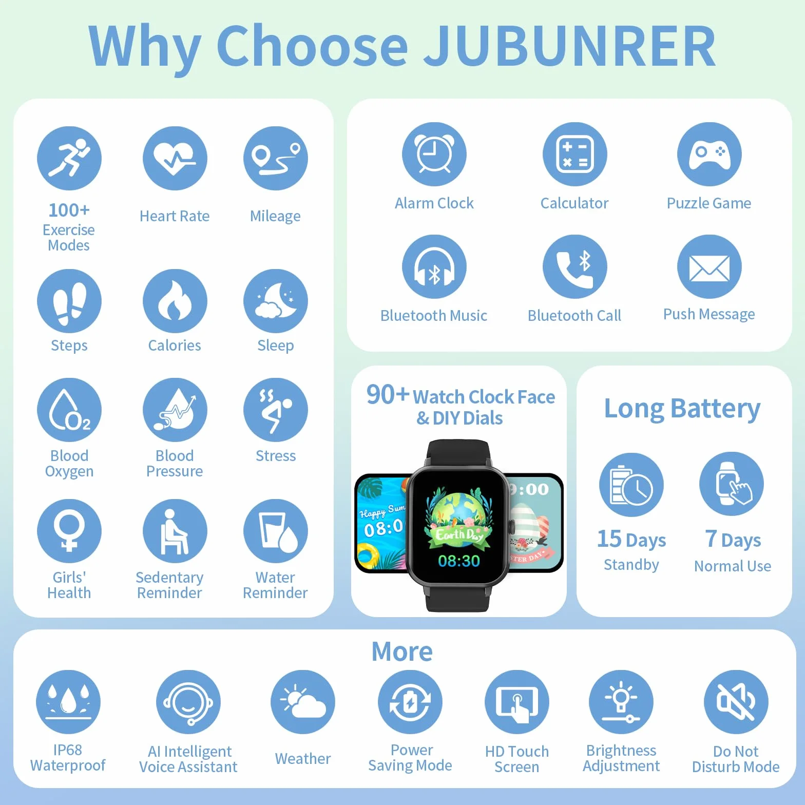 Inteligentny zegarek dla dzieci z Bluetooth, pulsometr, krokomierz, fitness tracker