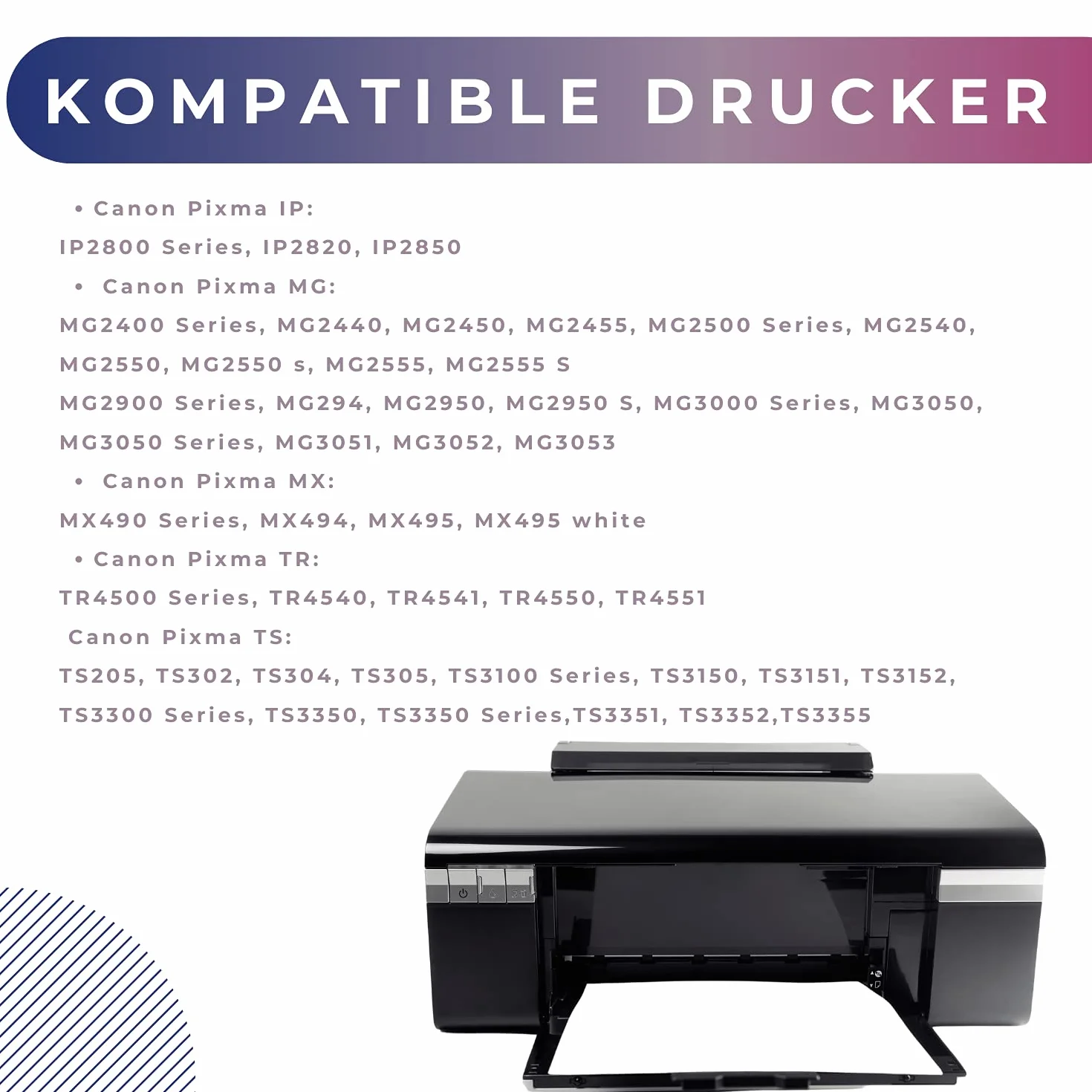 GP TONER Tusz zamiennik do Canon PG-545XL CL-546XL do Pixma MX494 MX495 MG2450 MG2550 MG2550S MG2555 MG2555S iP2850 MG2950 MG3050 TS3150 TR4550 (CL-546XL Kolor)