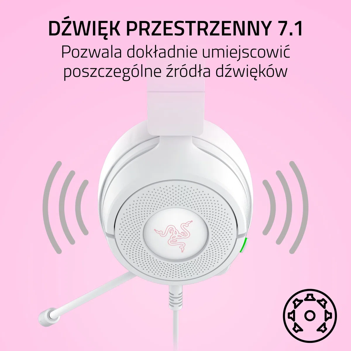 Razer Kraken Kitty V3 X - przewodowy zestaw słuchawkowy Kitty do gier - kultowe uszy Kitty - lekki, waży tylko 270g - mikrofon HyperClear Cardioid - przetworniki TriForce 40mm | Biały
