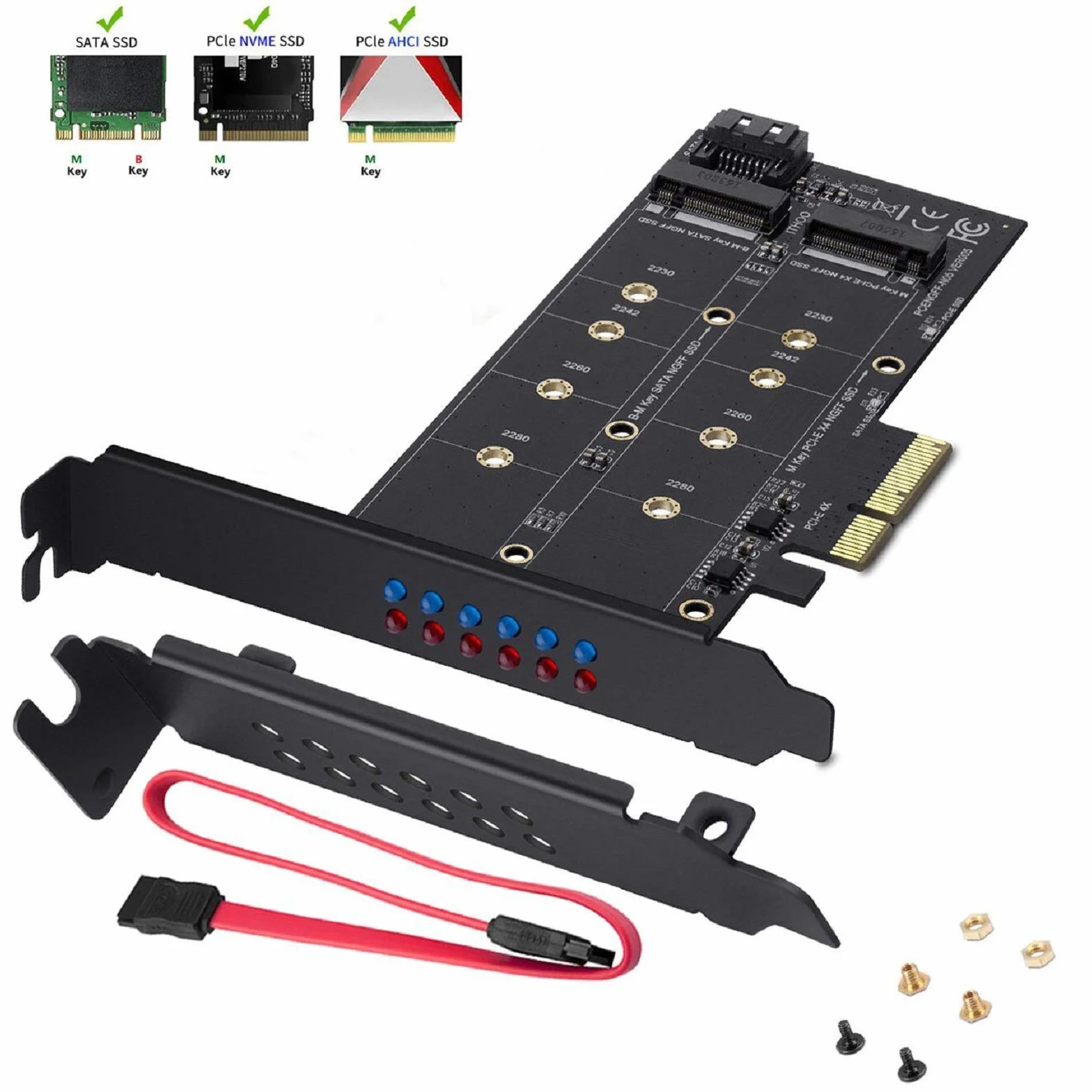 Karta Adaptera M.2 SSD do PCIe 3.0 x4 dla M.2 (Klucz M) i SATA (Klucz B) 22110 2280 2260 2242 2230