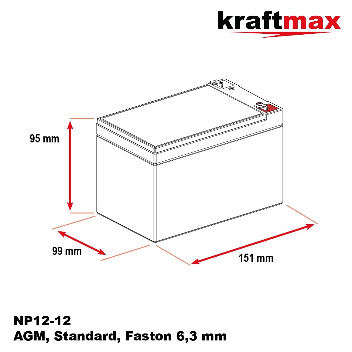 Kraftmax Industrial Pro akumulator ołowiowy 12 V 12 Ah AGM