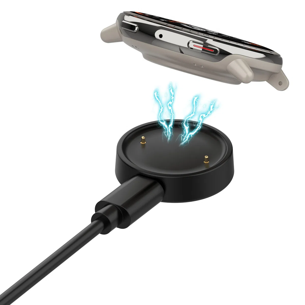 Kabel do ładowania USB 2 w 1, kompatybilny z ładowarką Amazfit Active 2, 100 cm, adapter typu C, złącze konwertera zegarka, czarny