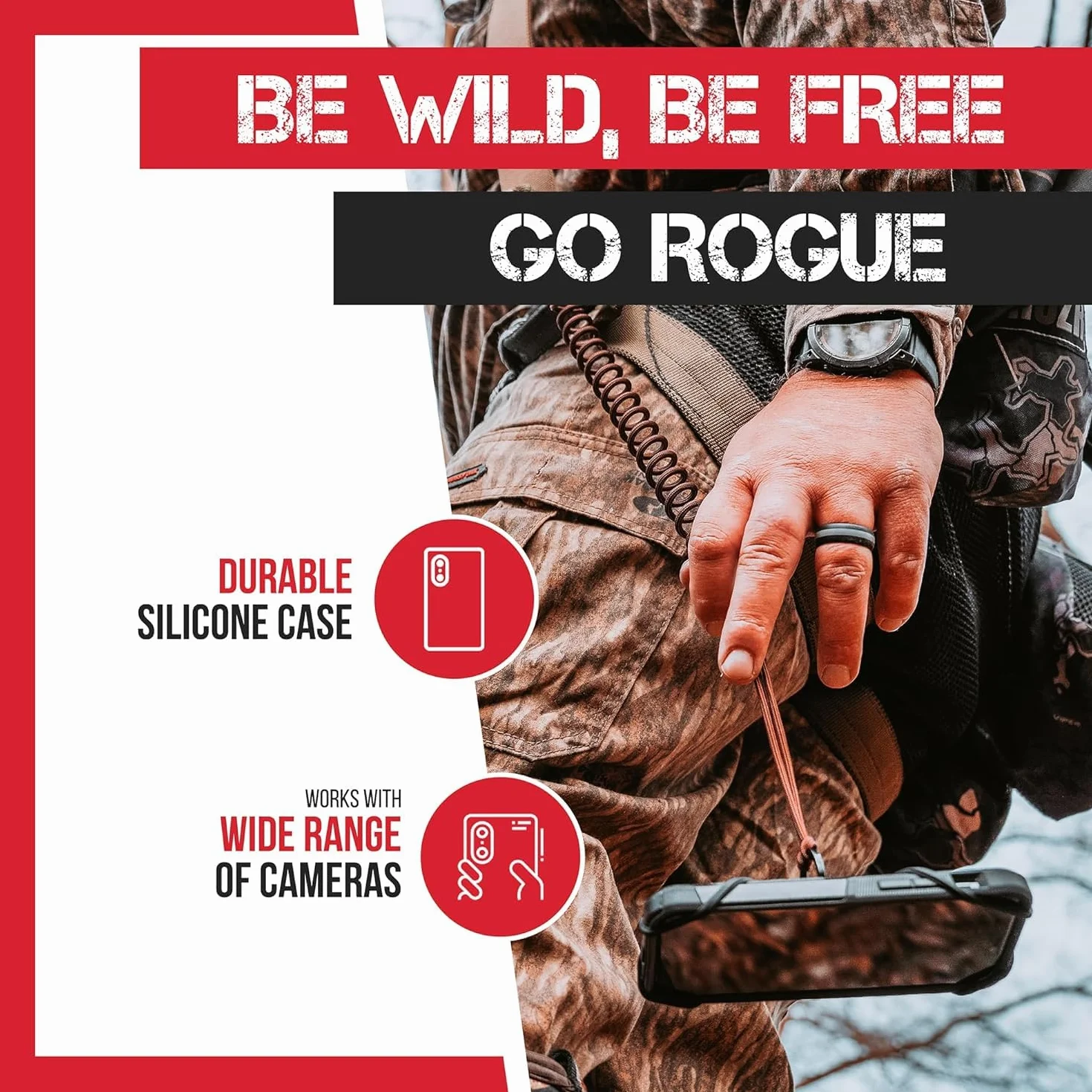 Rogue Fishing Co. Opaska ochronna do telefonu | Używaj jako smyczy do telefonu komórkowego lub wędrówek/pływania łodzią/kajakiem | smycz do telefonu zapewnia bezpieczeństwo i ochronę telefonu