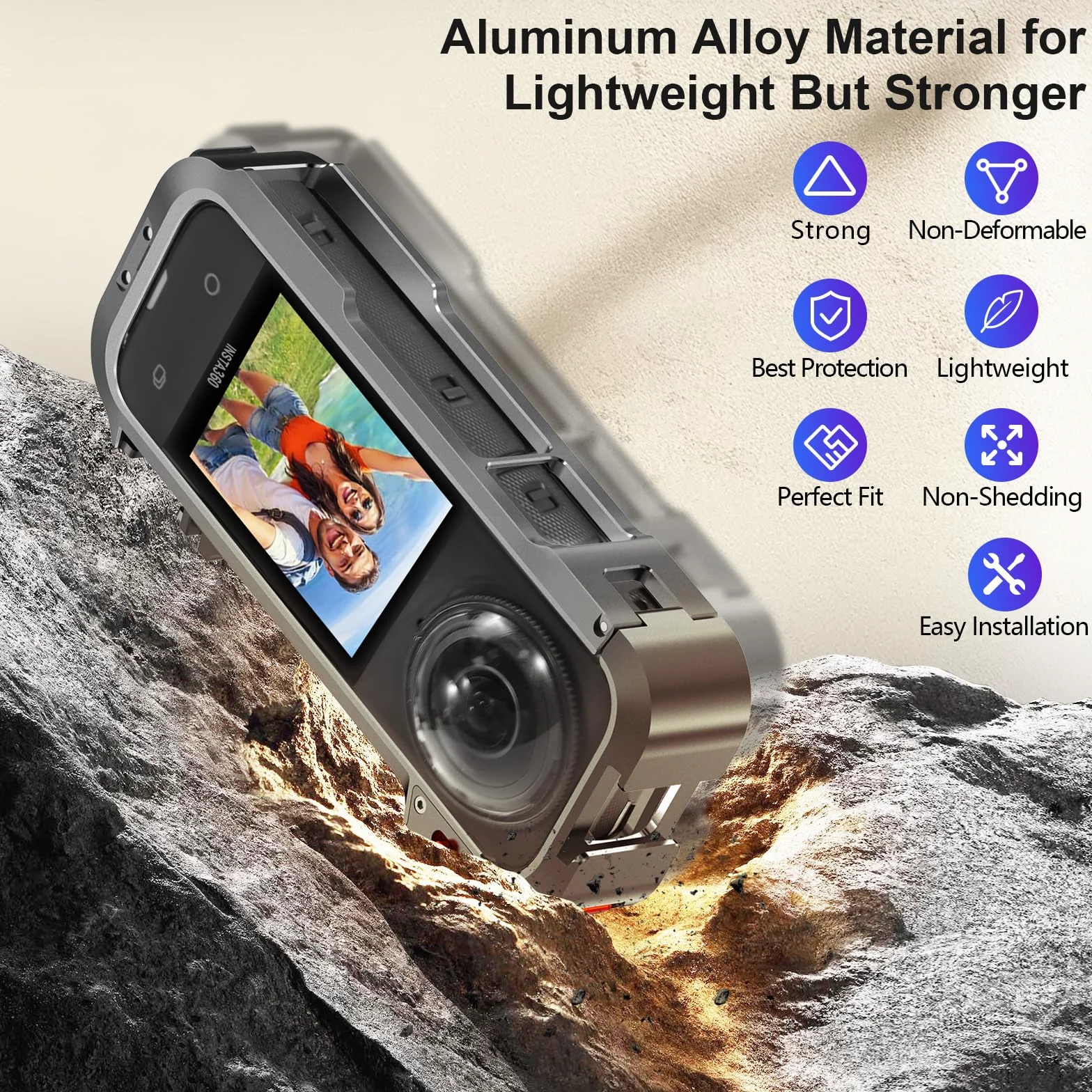 AMAZEAR Metalowa obudowa ochronna Insta360 X4, aluminiowa klatka szybkiego uwalniania z osłoną obiektywu