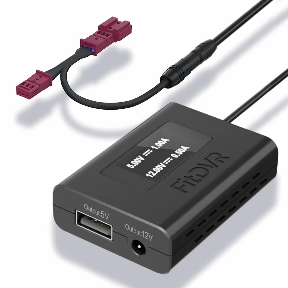 Dash Cam Adapter Zasilania 3-Pin BMW MINI Wyświetlacz LED USB 5V 12V Czujnik Deszczu