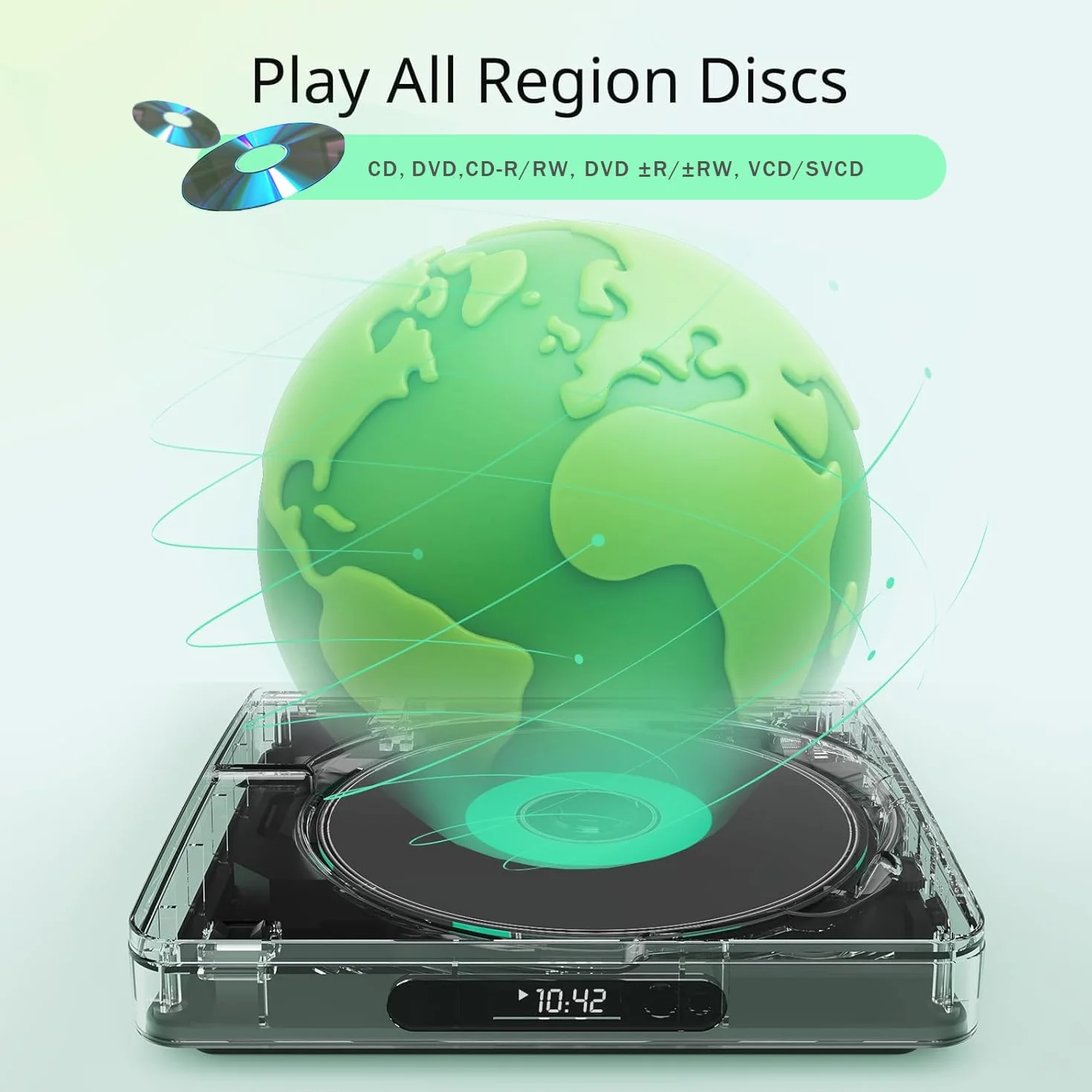 Mini odtwarzacz DVD do telewizora z kablem HDMI – skalowanie HD bez regionu, funkcja pamięci, HDMI-Sync, kompatybilny z różnymi formatami płyt (nie Blu-Ray)